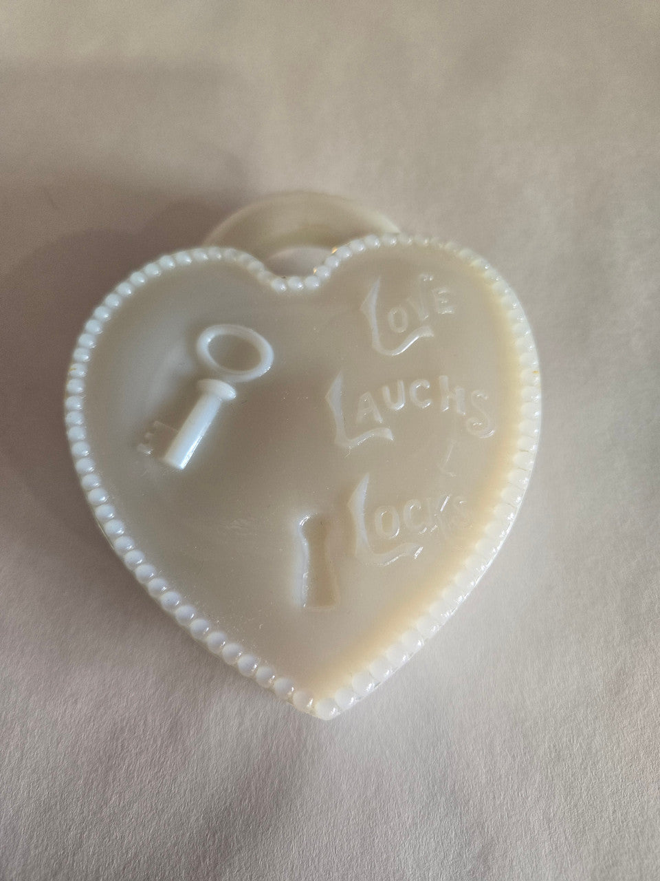 Vintage Milk Glass Trinket Jewelry Box w/ Lid