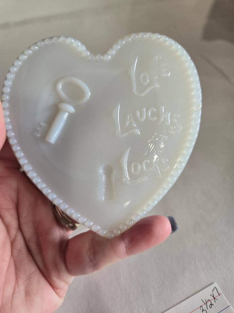 Vintage Milk Glass Trinket Jewelry Box w/ Lid
