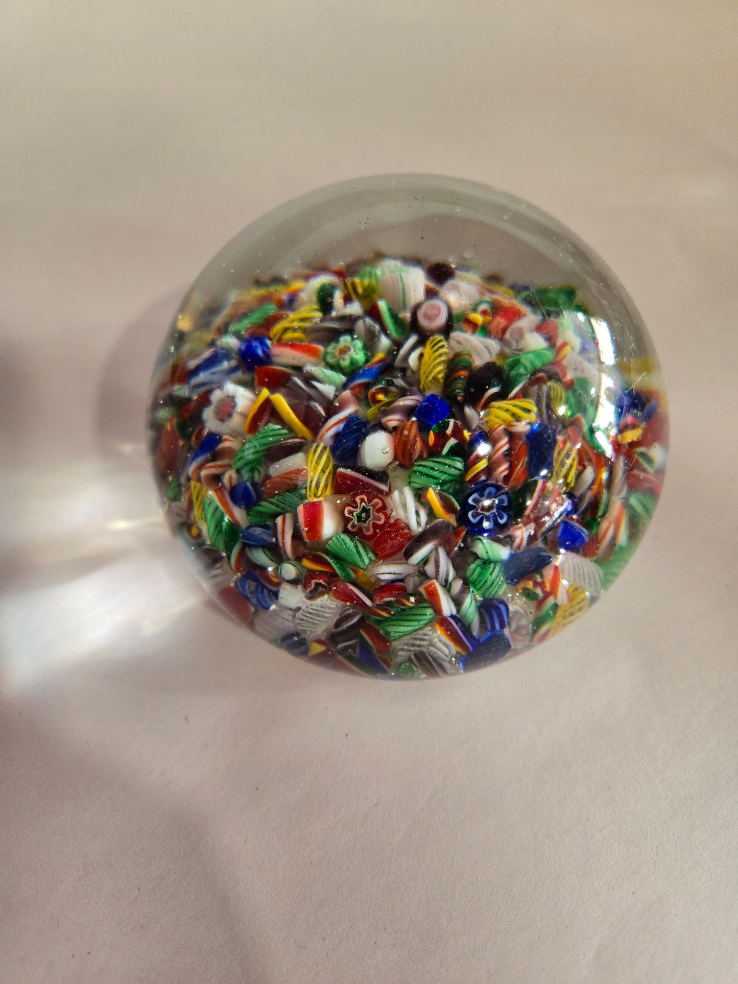 Vintage Scrambled Millefiori Glass Paperweight