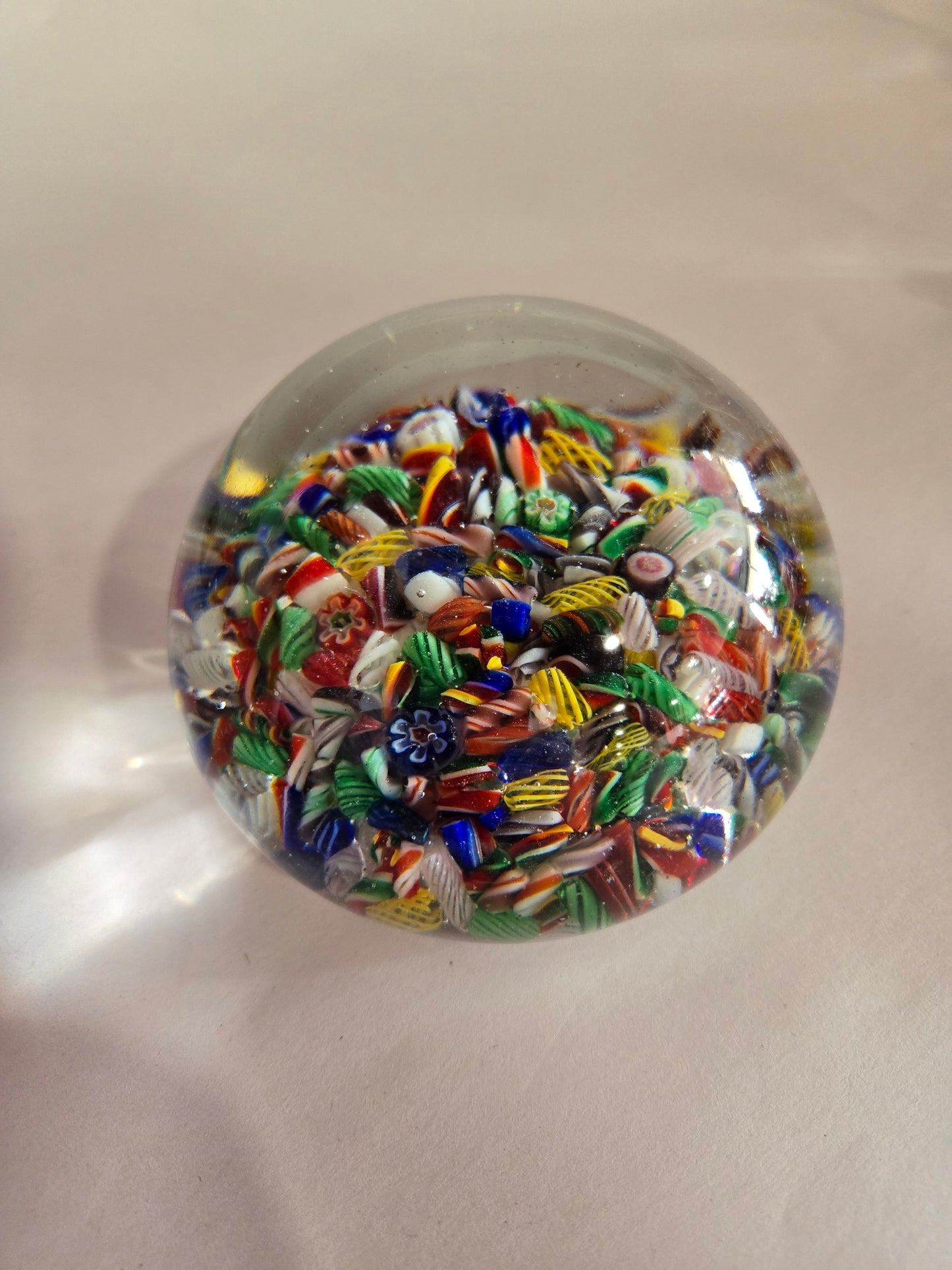 Vintage Scrambled Millefiori Glass Paperweight