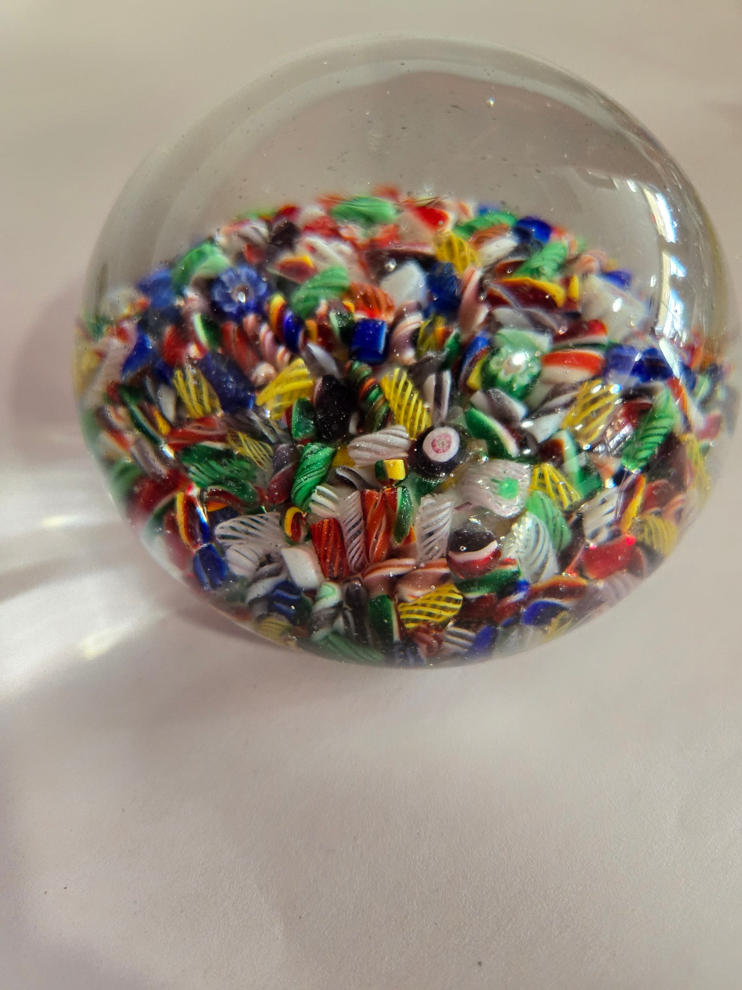 Vintage Scrambled Millefiori Glass Paperweight