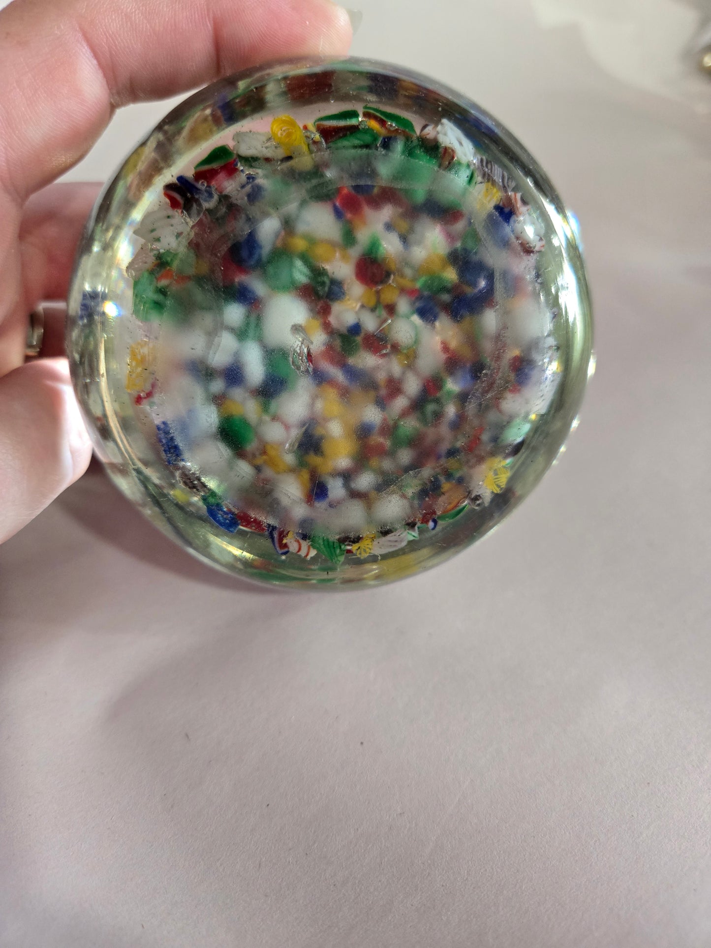 Vintage Scrambled Millefiori Glass Paperweight