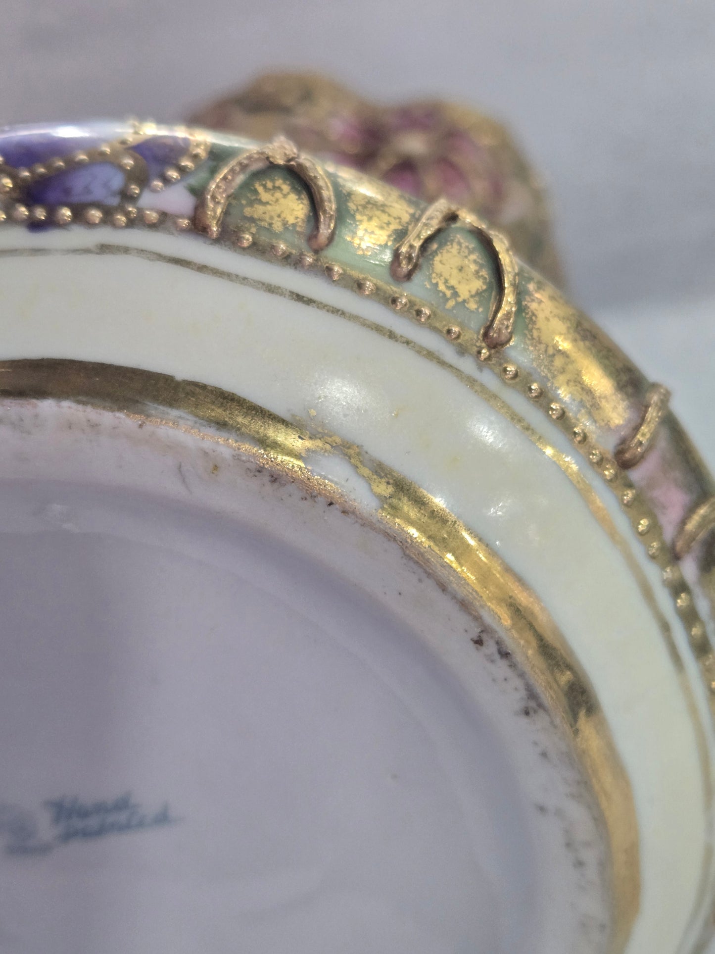 Vintage Nippon Porcelain Vase w/ Hand Painted Raised Flowers