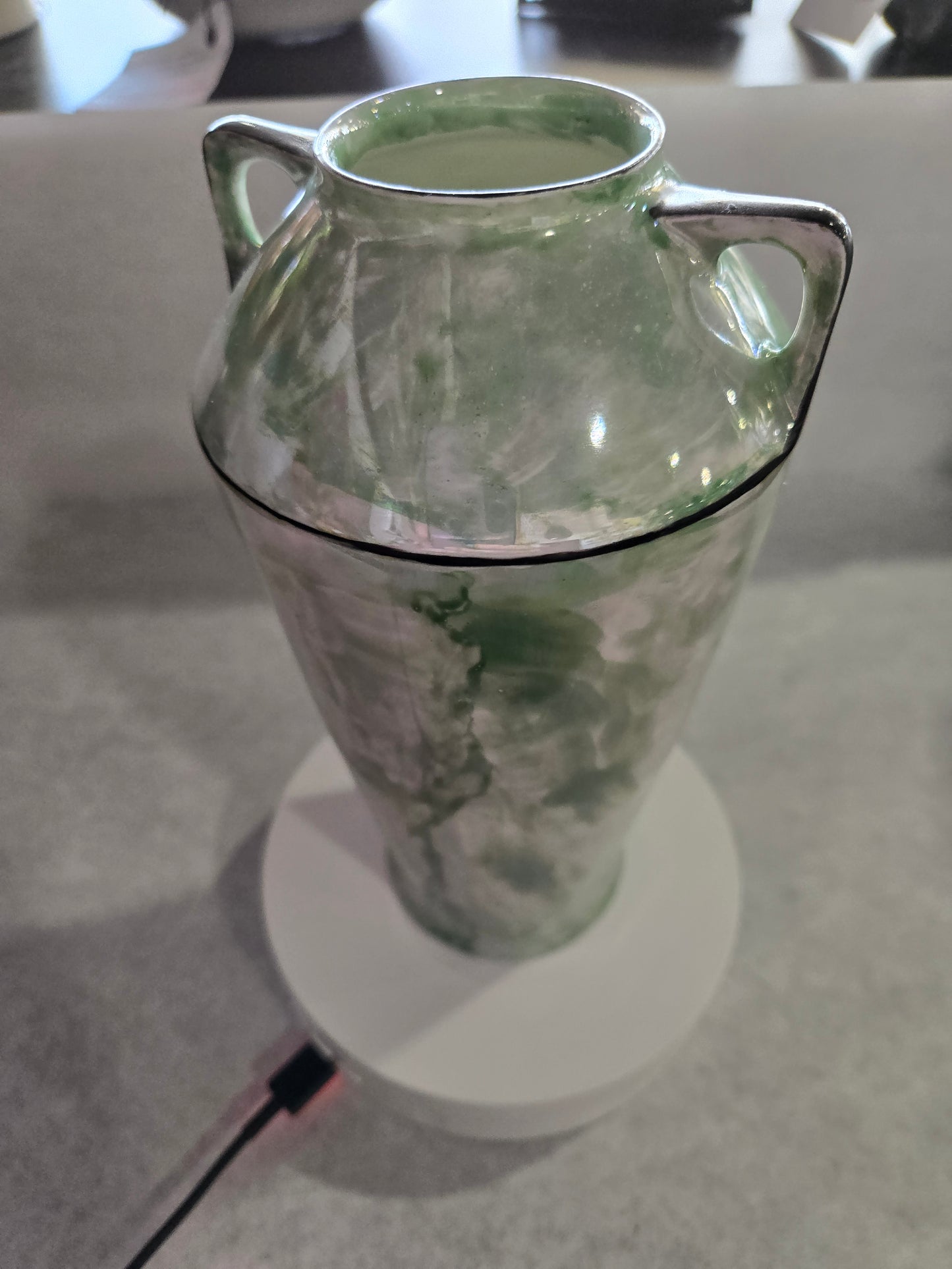 Vintage Fraureuth Green Porcelain Vase Made in Germany