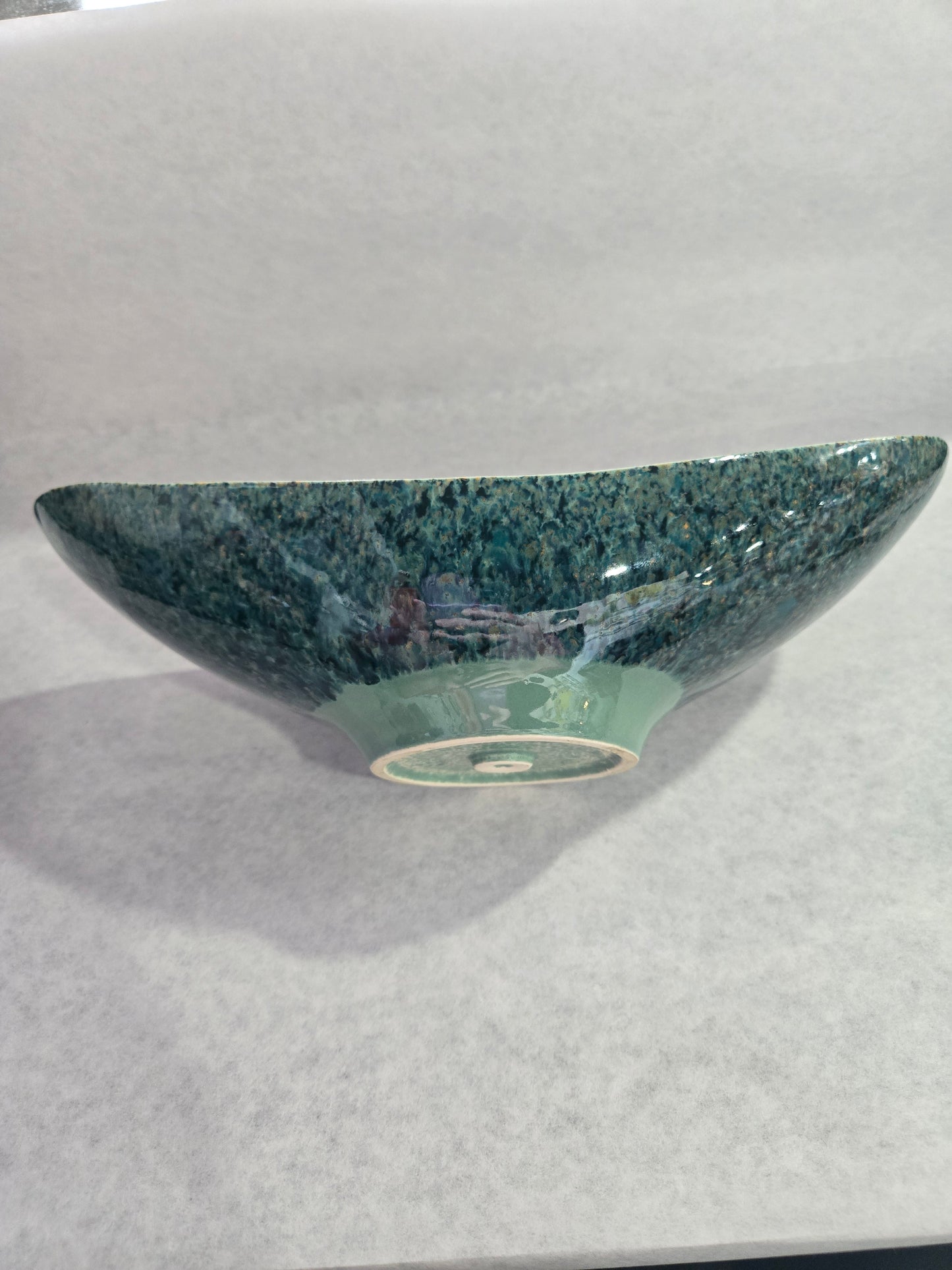 Vintage USA Speckled Swoop Bowl- Turquoise