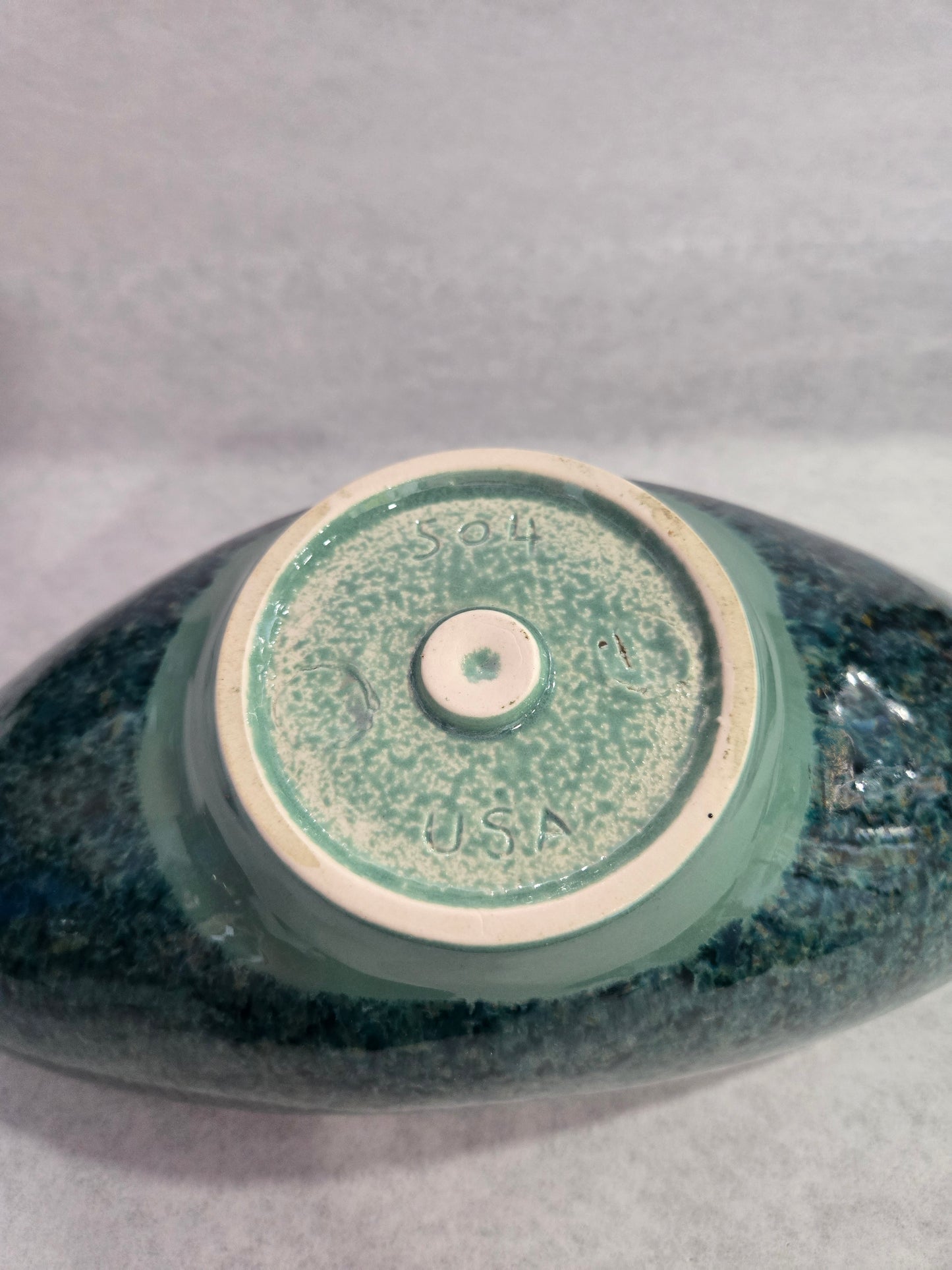 Vintage USA Speckled Swoop Bowl- Turquoise