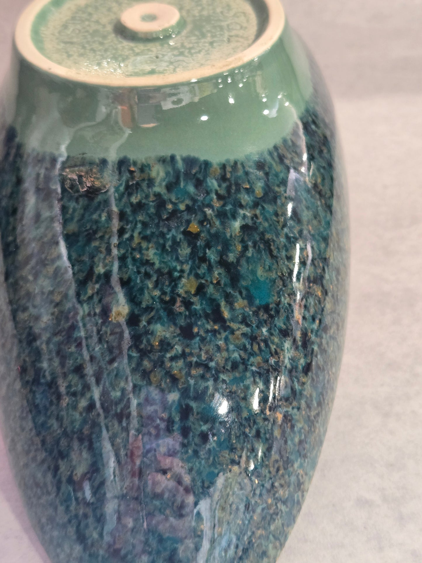 Vintage USA Speckled Swoop Bowl- Turquoise