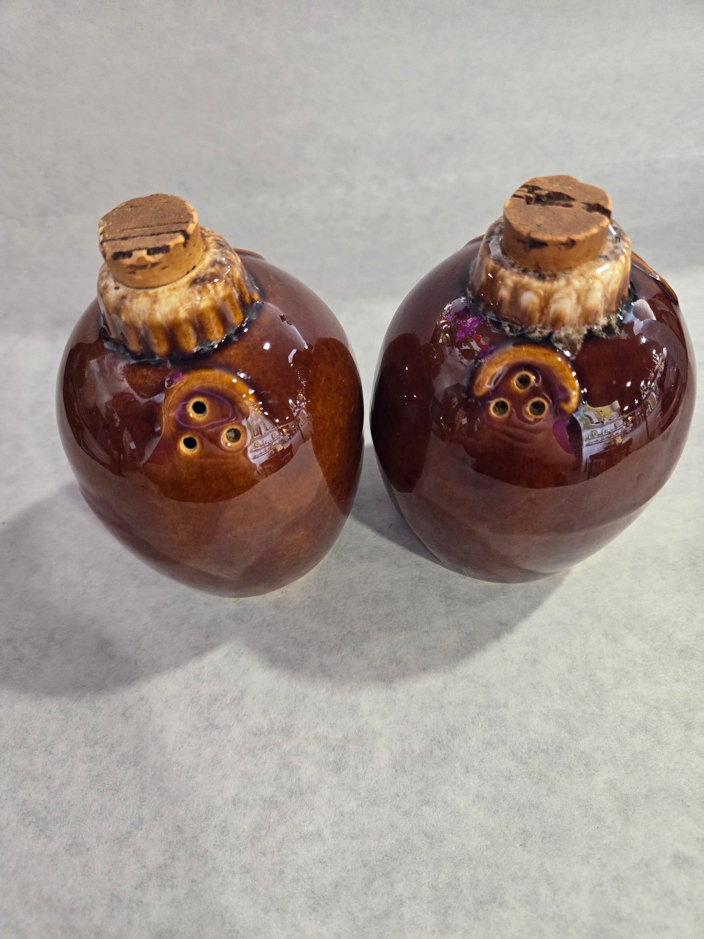 Vintage Hull Pottery Brown Drip Salt and Pepper Set