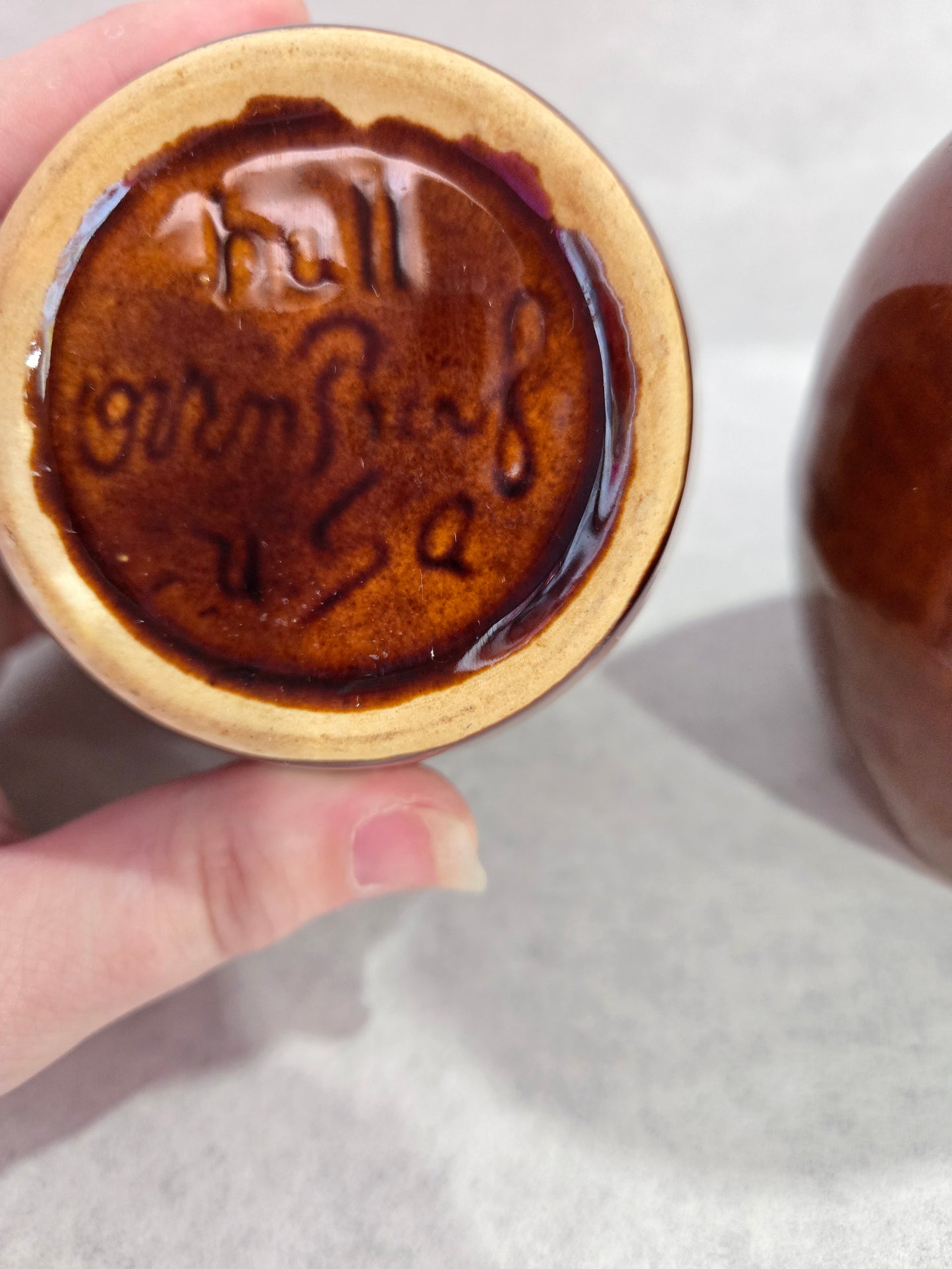 Vintage Hull Pottery Brown Drip Salt and Pepper Set
