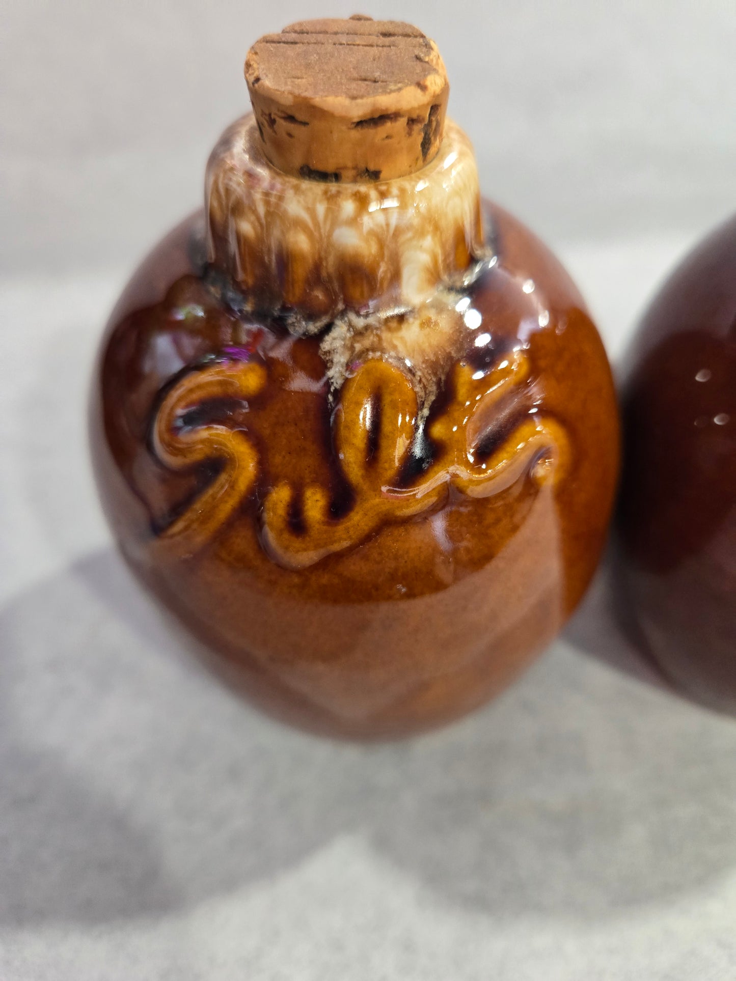 Vintage Hull Pottery Brown Drip Salt and Pepper Set