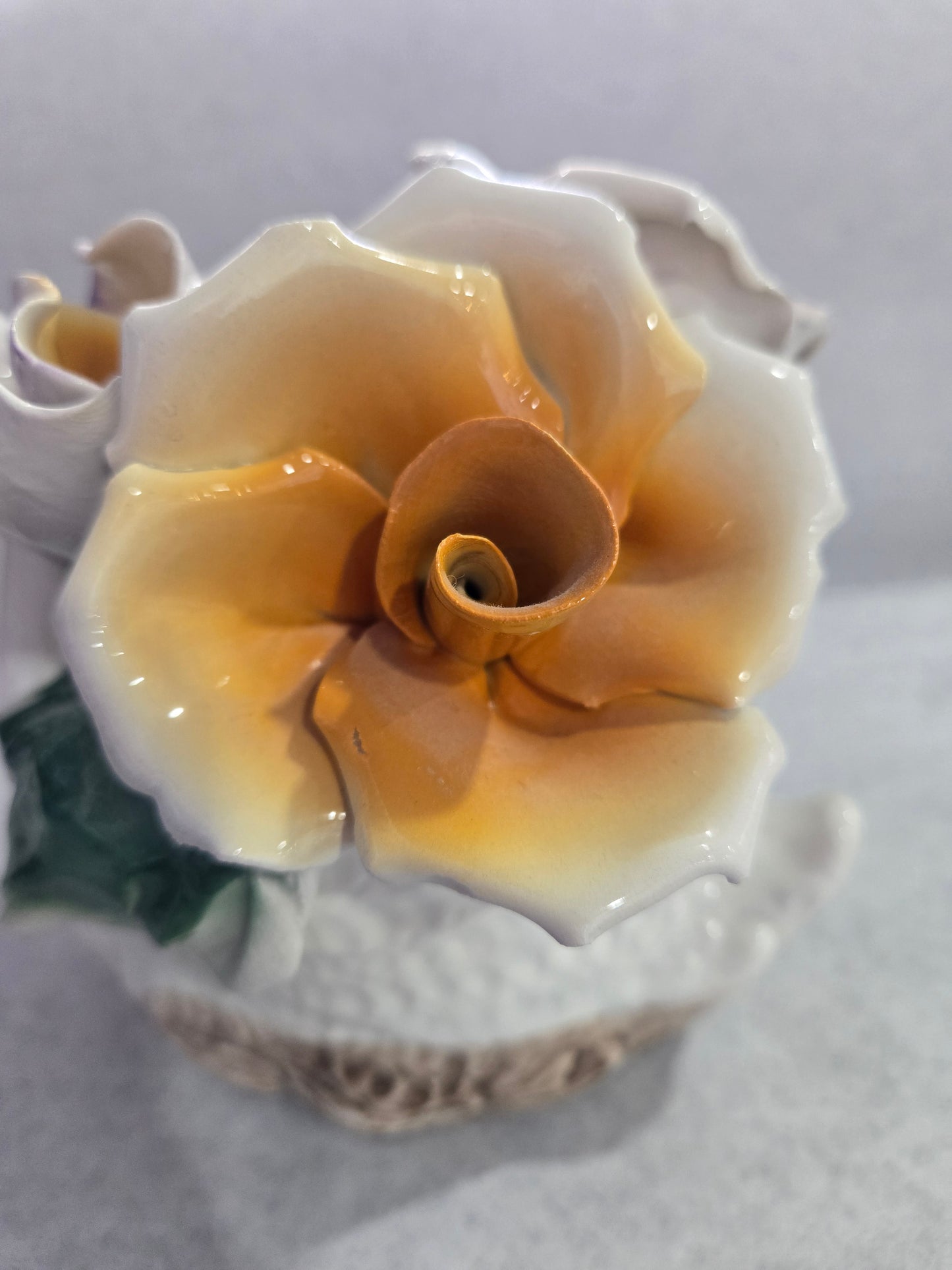 Vintage Capodimonte Swan w/ 3 Roses