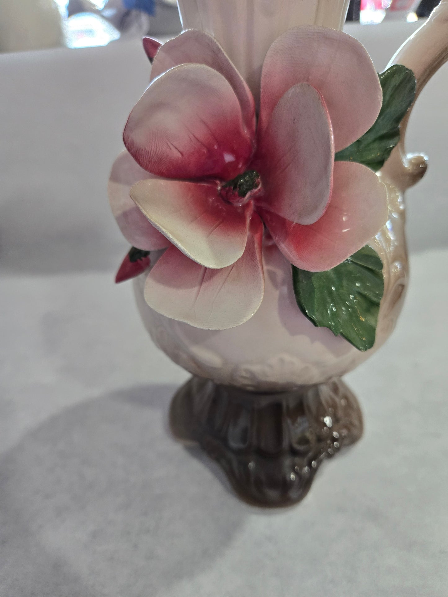 Vintage Italian Capodimonte Pitcher/Vase with Flower