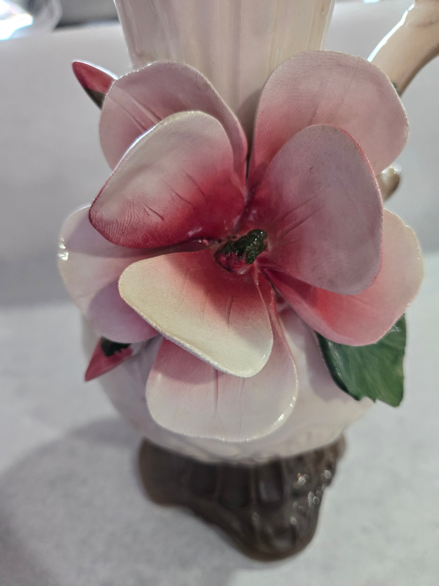 Vintage Italian Capodimonte Pitcher/Vase with Flower