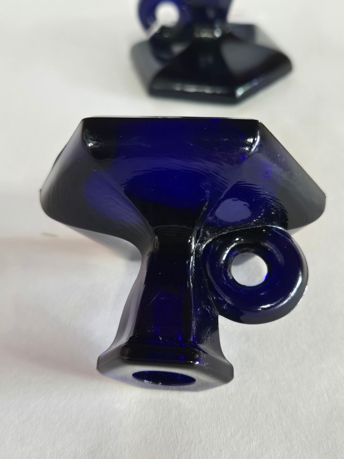 Vintage Pair of Cobalt Blue Small Candle Holders