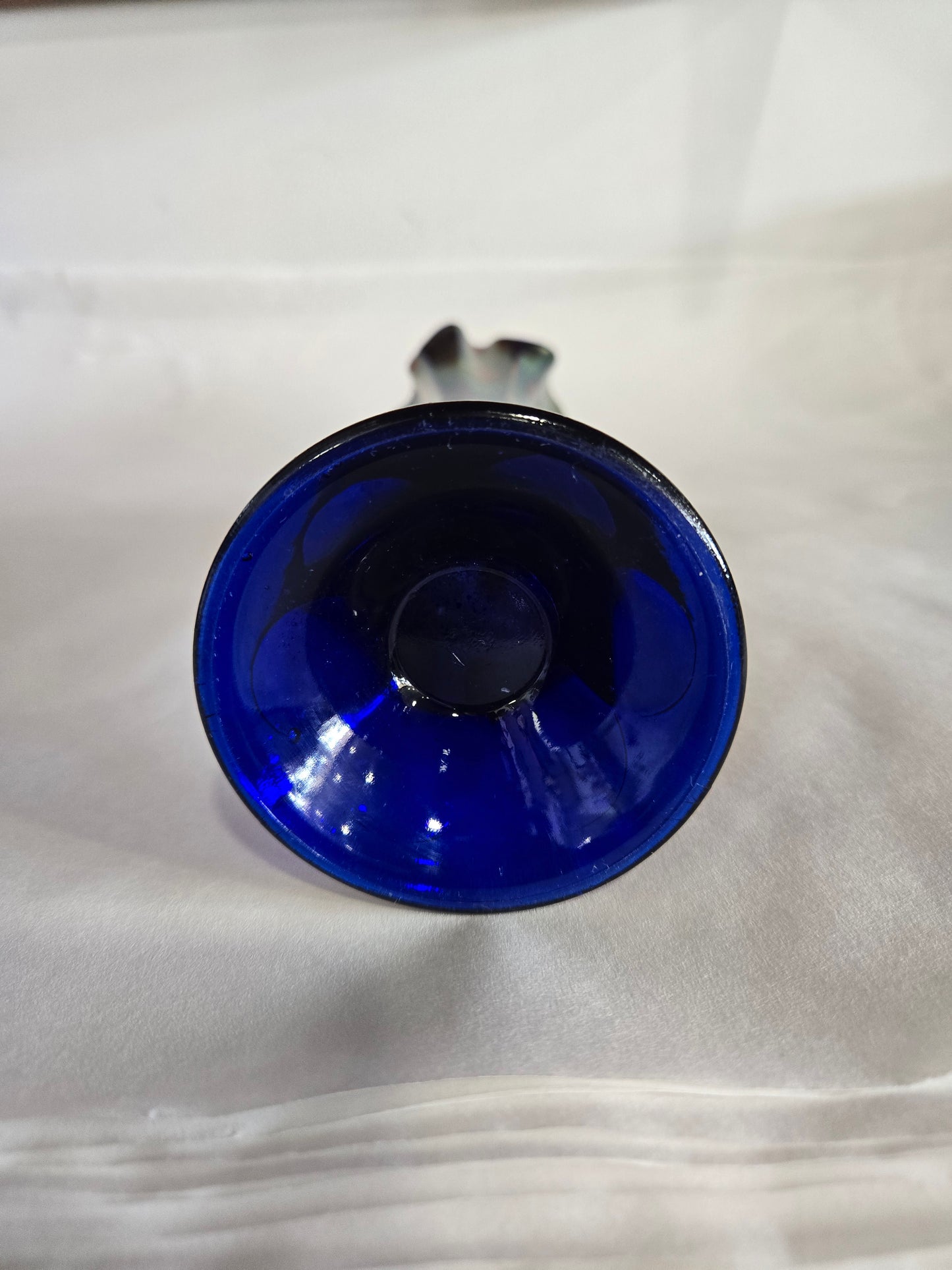 Vintage Fenton Fluted Cobalt Carnival Glass Swung Vase