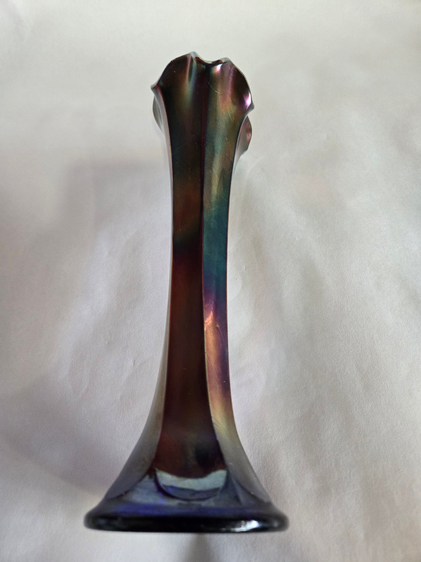Vintage Fenton Fluted Cobalt Carnival Glass Swung Vase