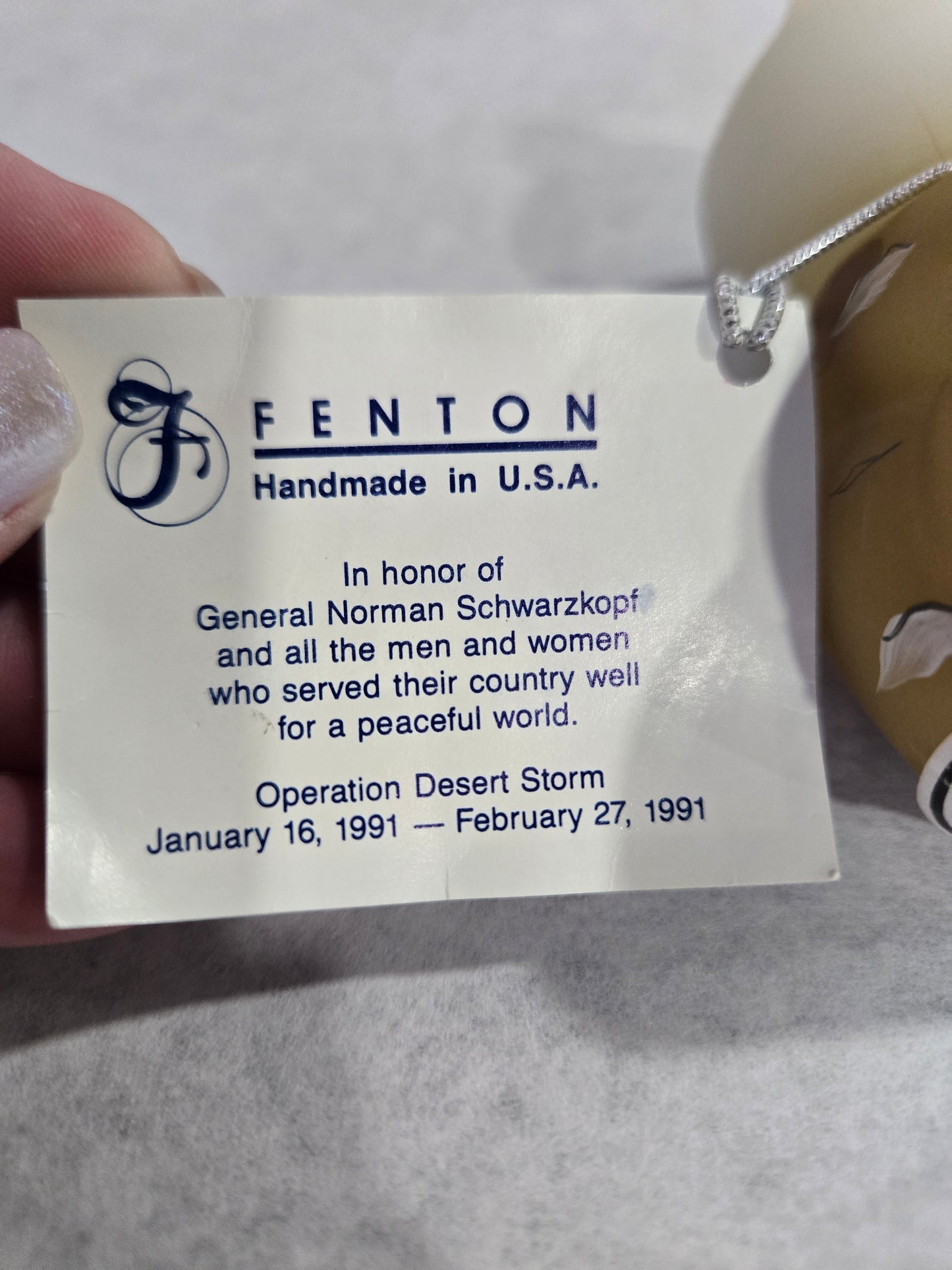 Vintage Fenton Schwartz Operation Desert Storm Bear
