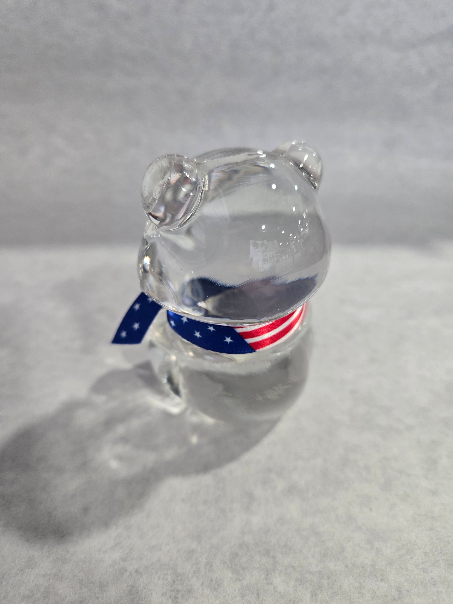 Vintage Fenton Clear Glass Sitting Bear with Ribbon