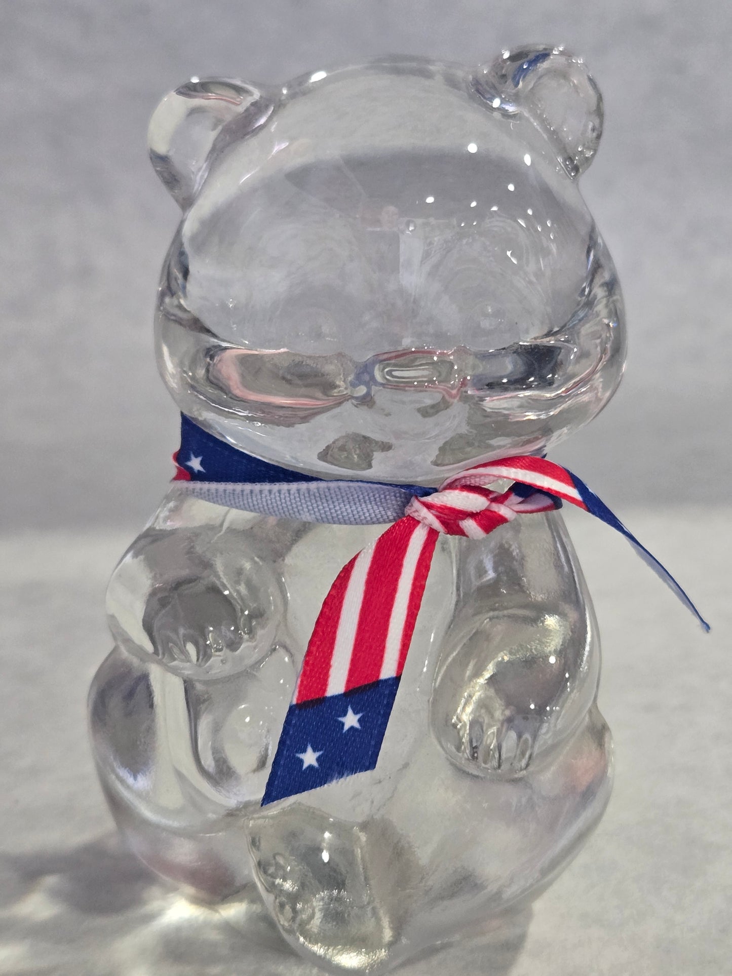 Vintage Fenton Clear Glass Sitting Bear with Ribbon