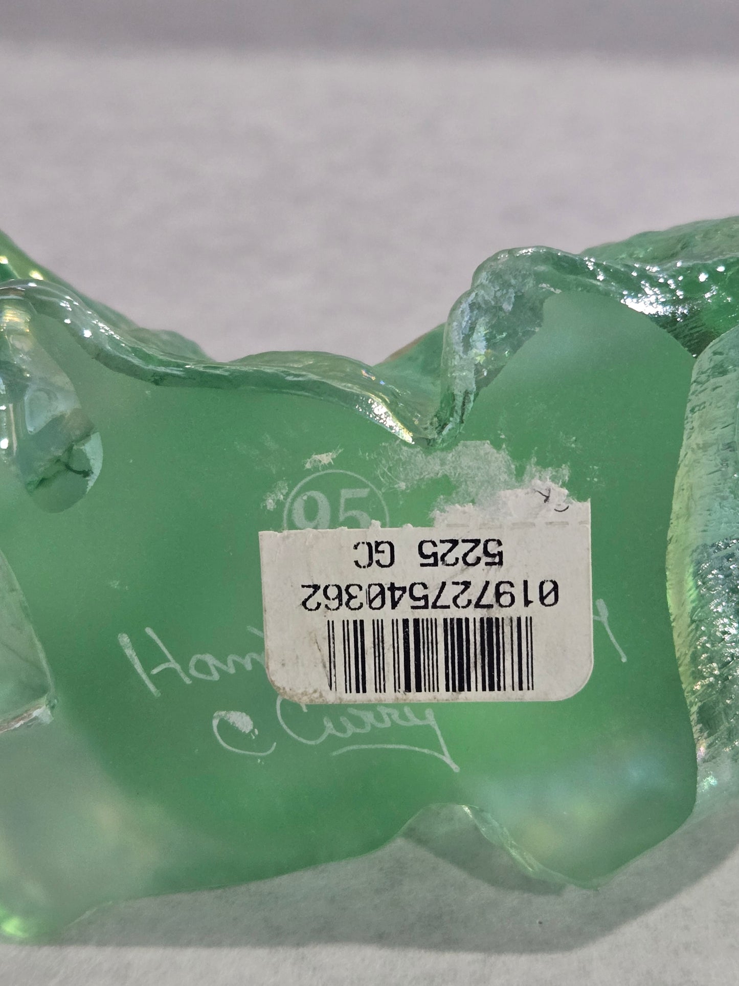 Vintage Fenton 95th Anniversary Green Carnival Glass Dog