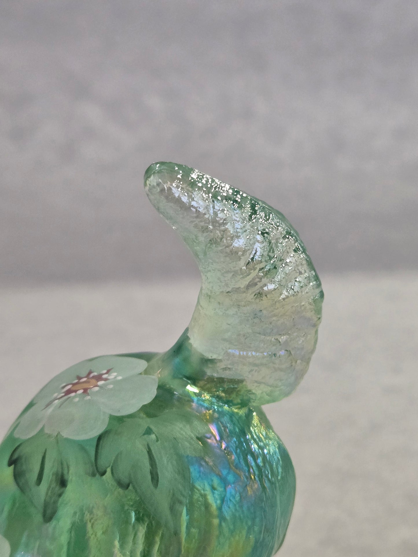 Vintage Fenton 95th Anniversary Green Carnival Glass Dog