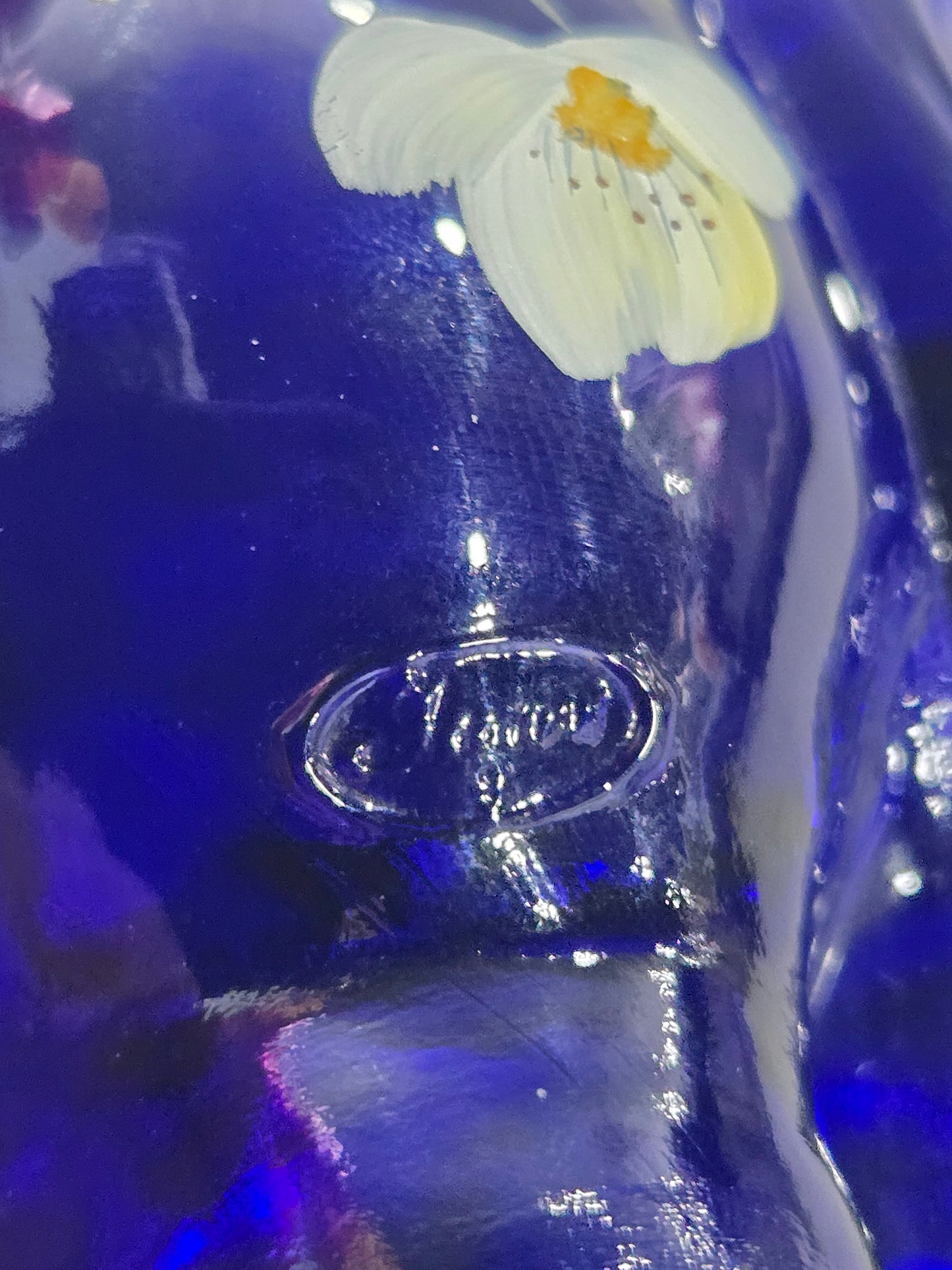 Vintage Fenton Cobalt Blue Hand Painted Elephant