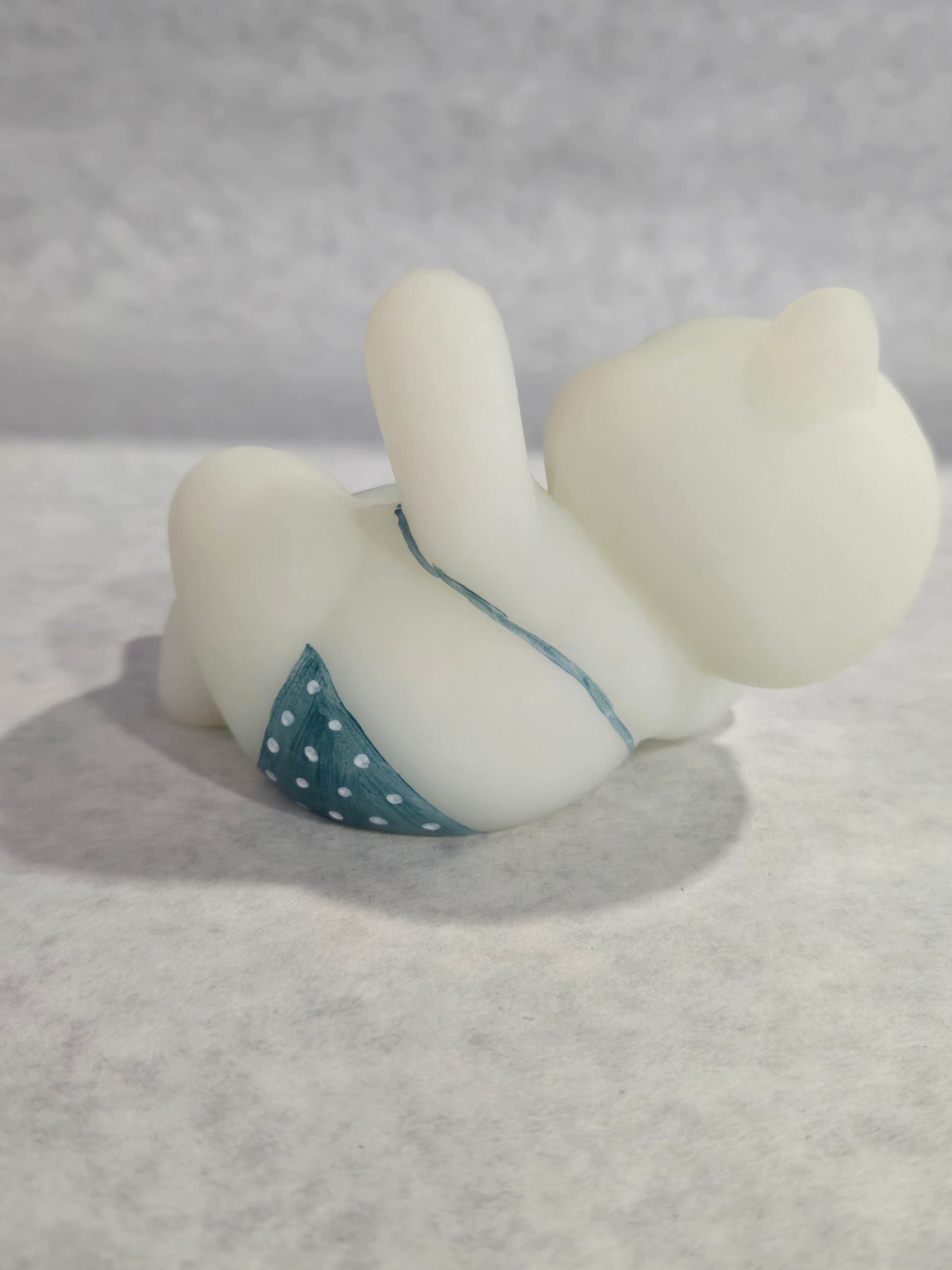 Vintage Fenton Opal Satin Hand Painted Reclining Girl Bear