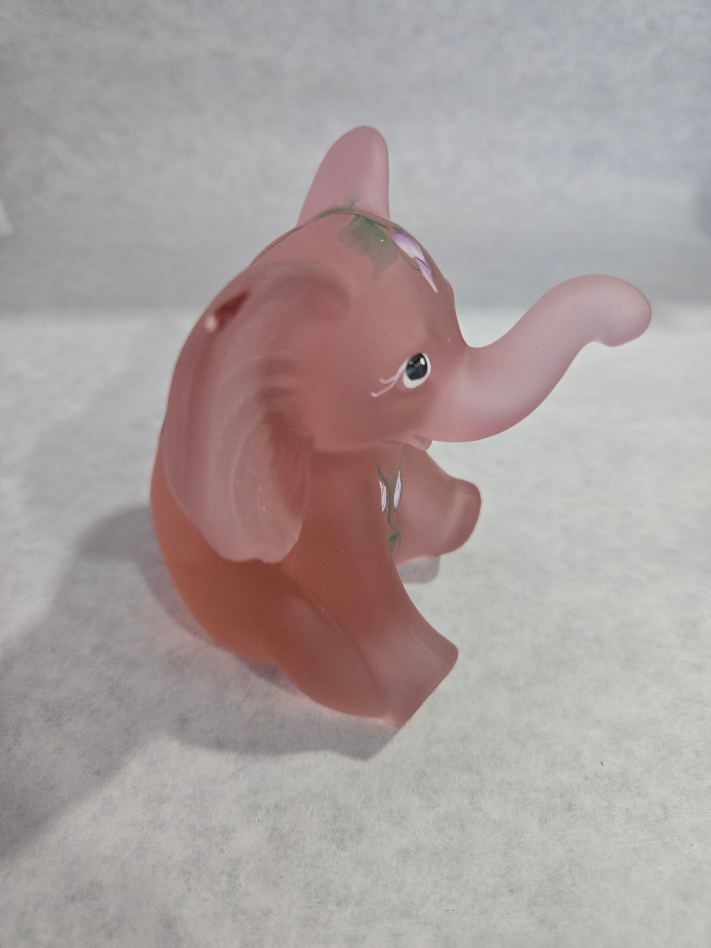Vintage Fenton Satin Pink Glass Elephant PNWFA