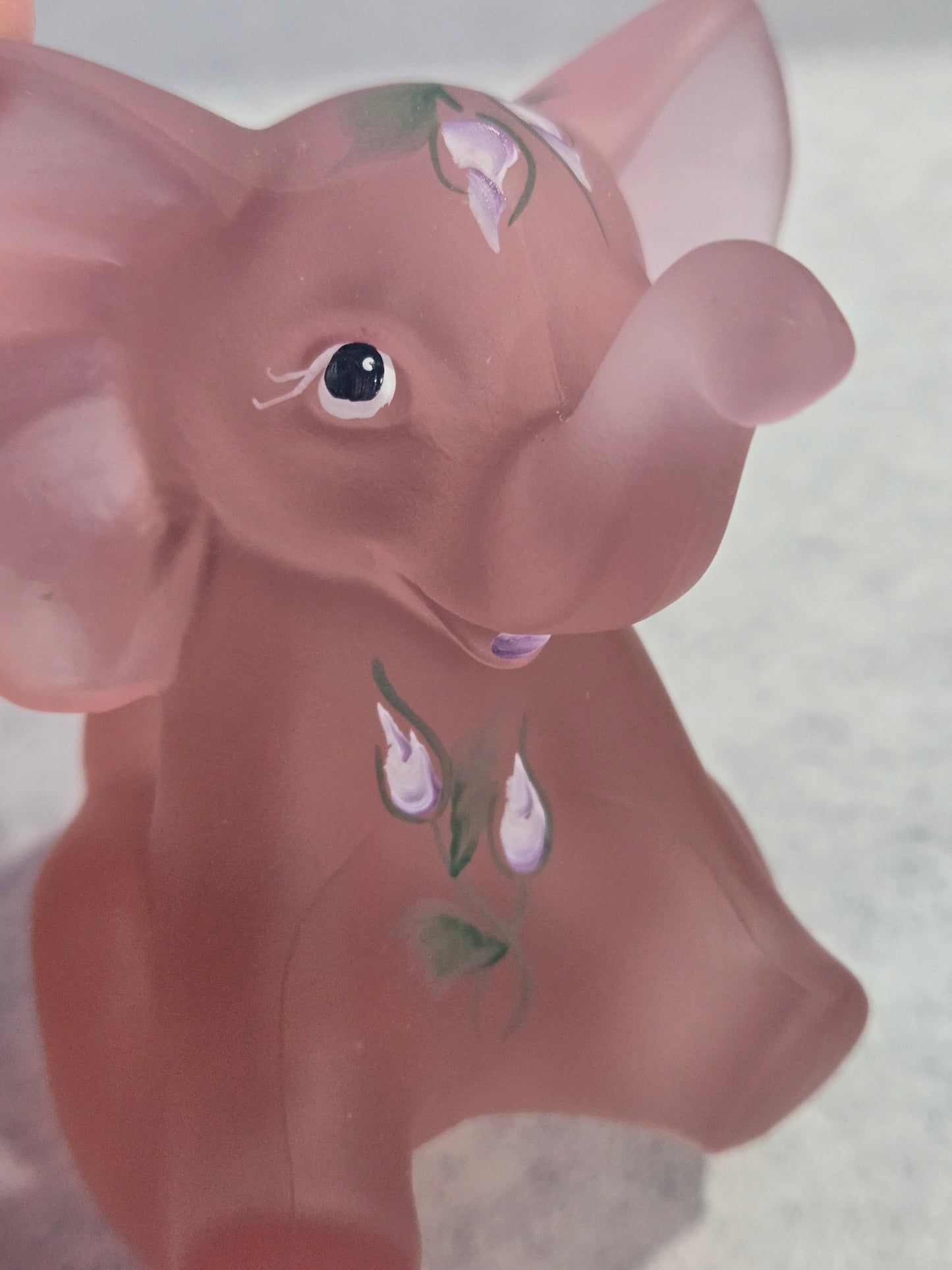 Vintage Fenton Satin Pink Glass Elephant PNWFA
