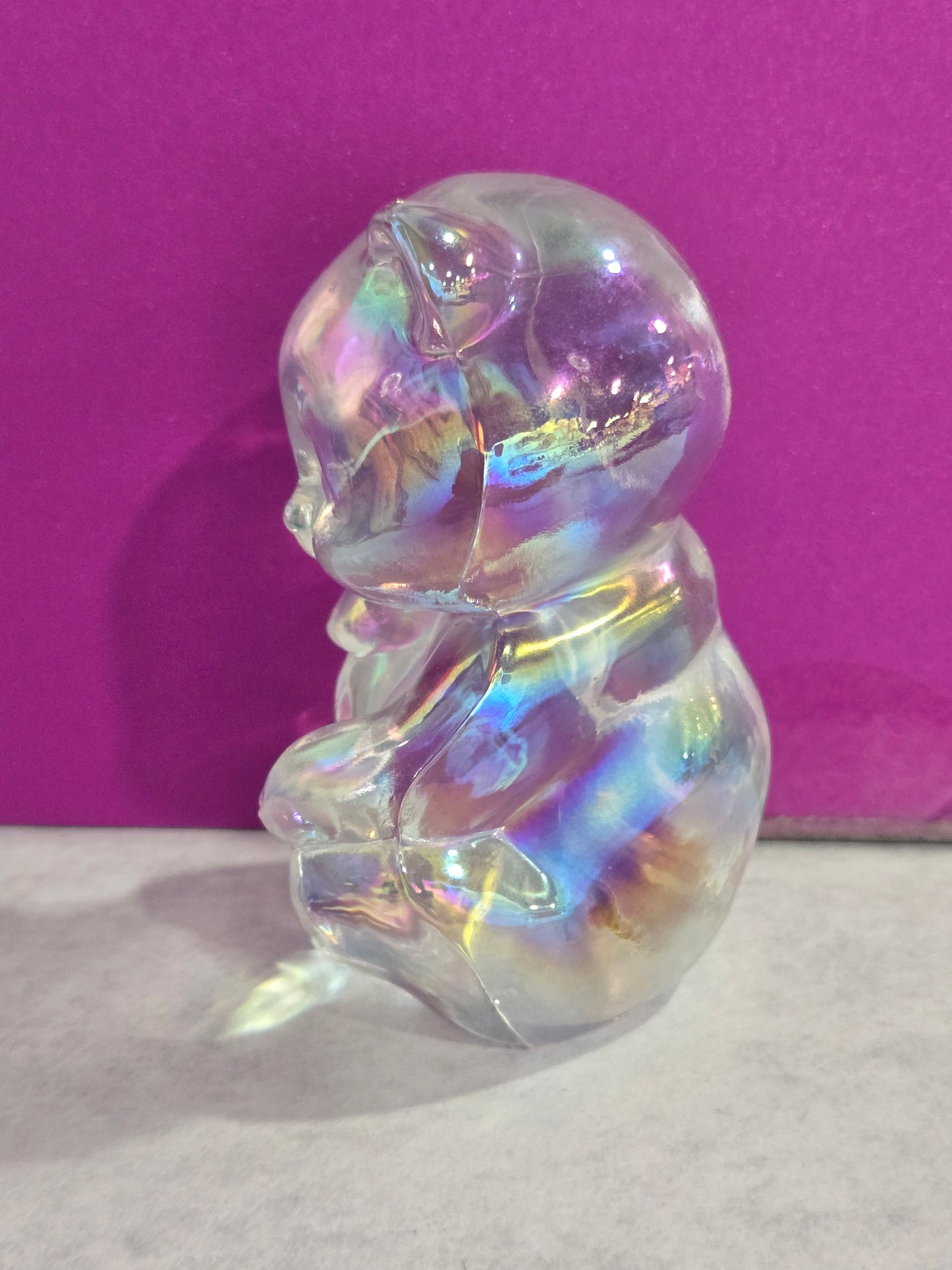 Vintage Fenton Iridescent Glass Sitting Bear