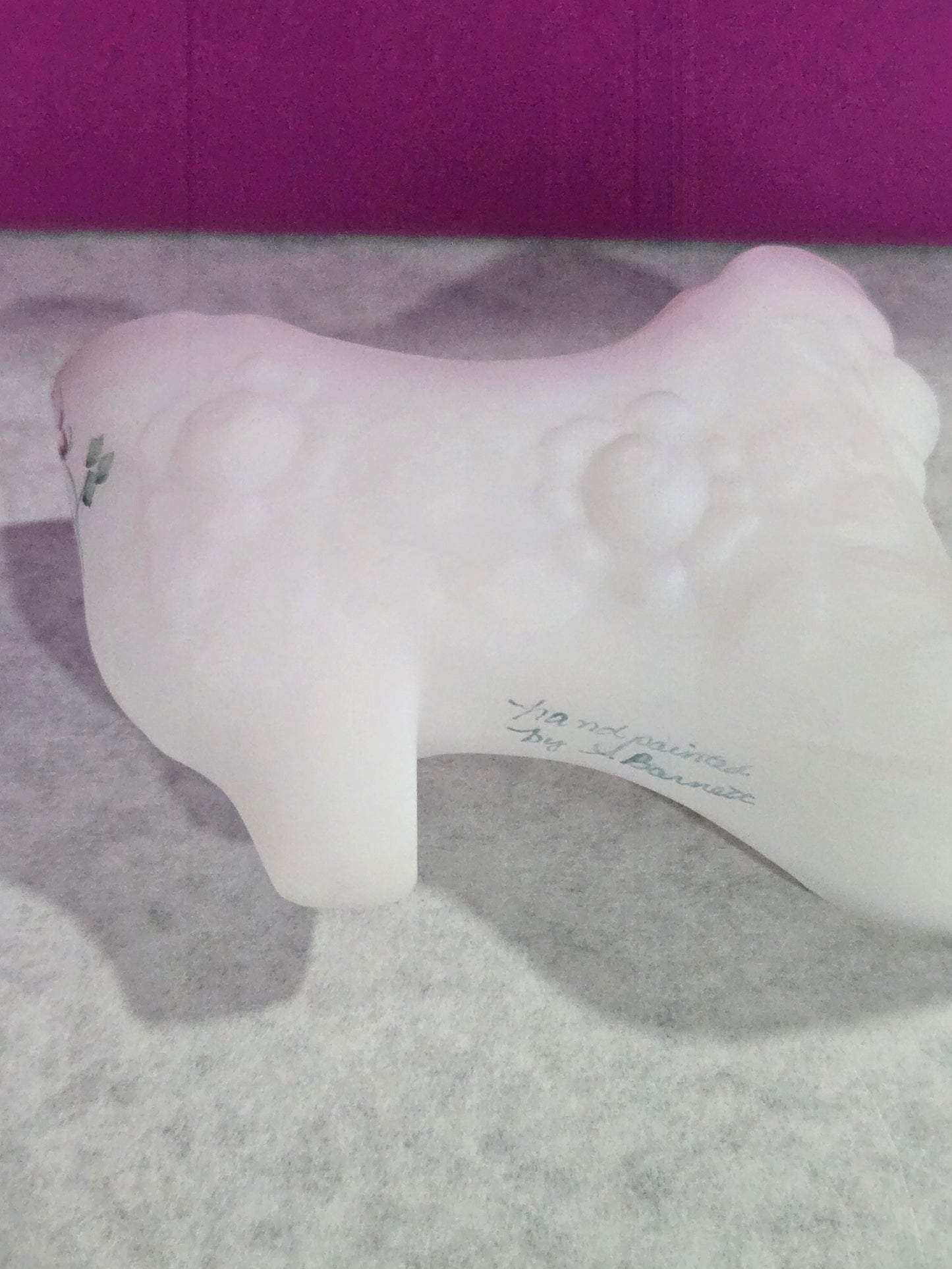 Vintage Fenton Milk Glass Shoe- Cabbage Rose Design