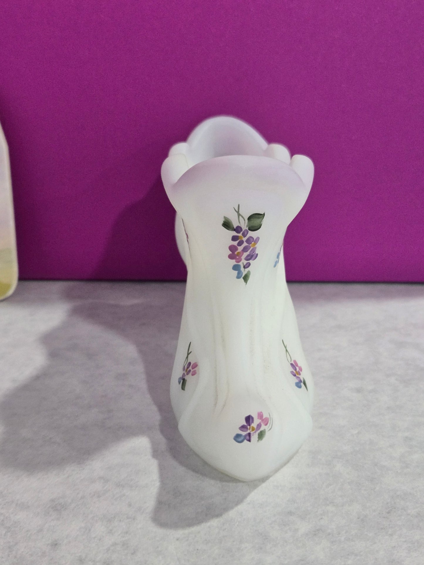 Vintage Fenton Hand Painted Violet Secret Slipper