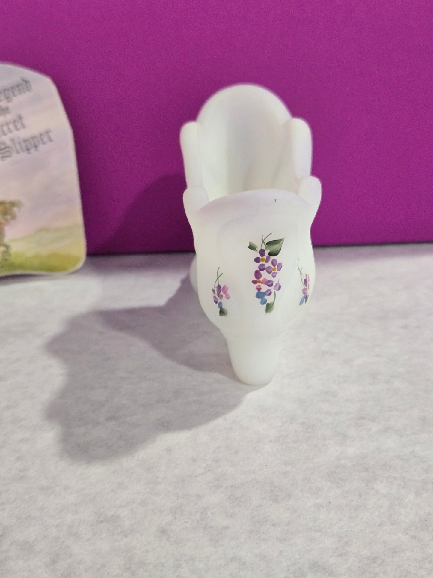 Vintage Fenton Hand Painted Violet Secret Slipper