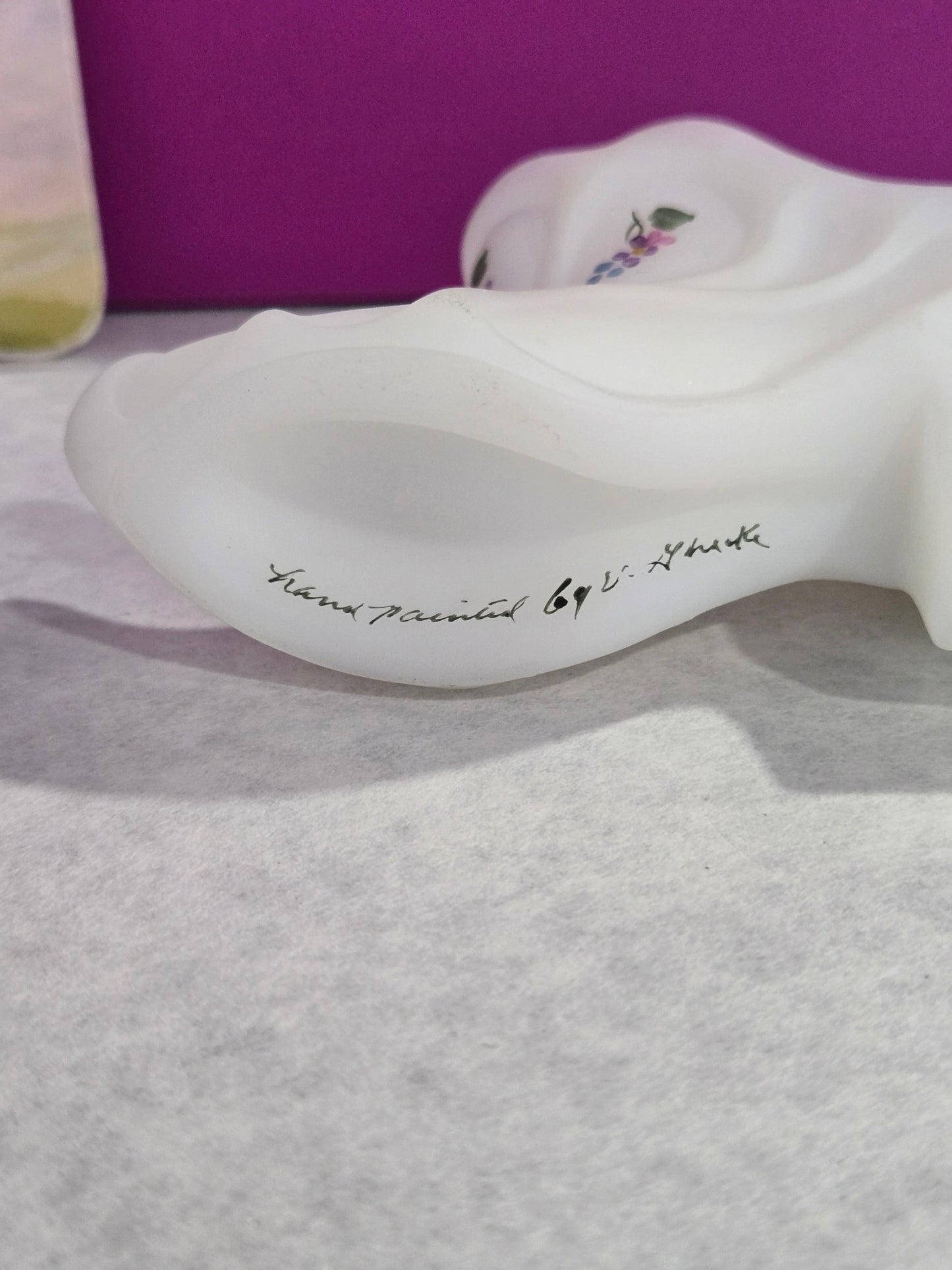 Vintage Fenton Hand Painted Violet Secret Slipper