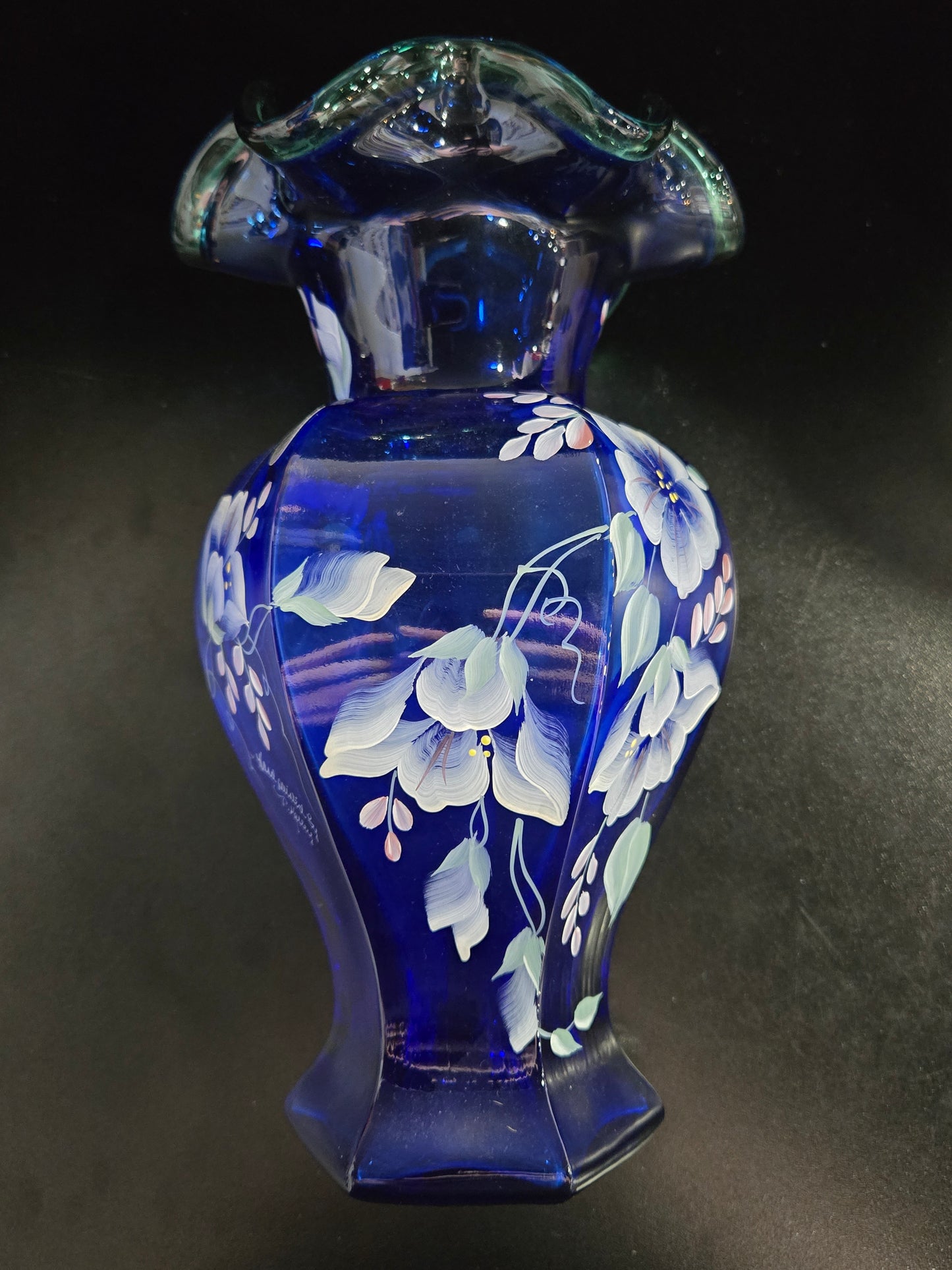 Vintage Fenton 75th Anniversary Celebration Blue Vase
