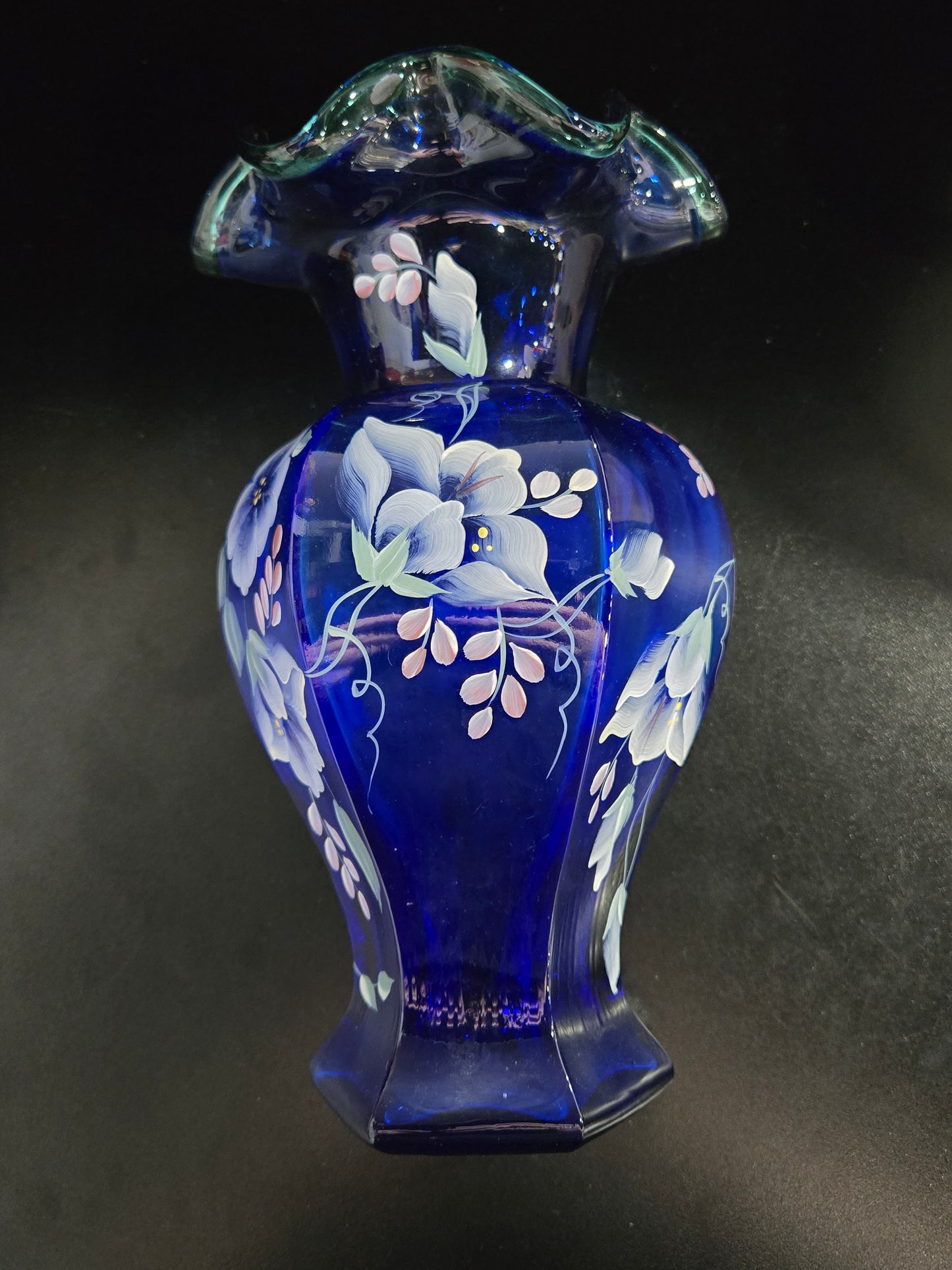 Vintage Fenton 75th Anniversary Celebration Blue Vase