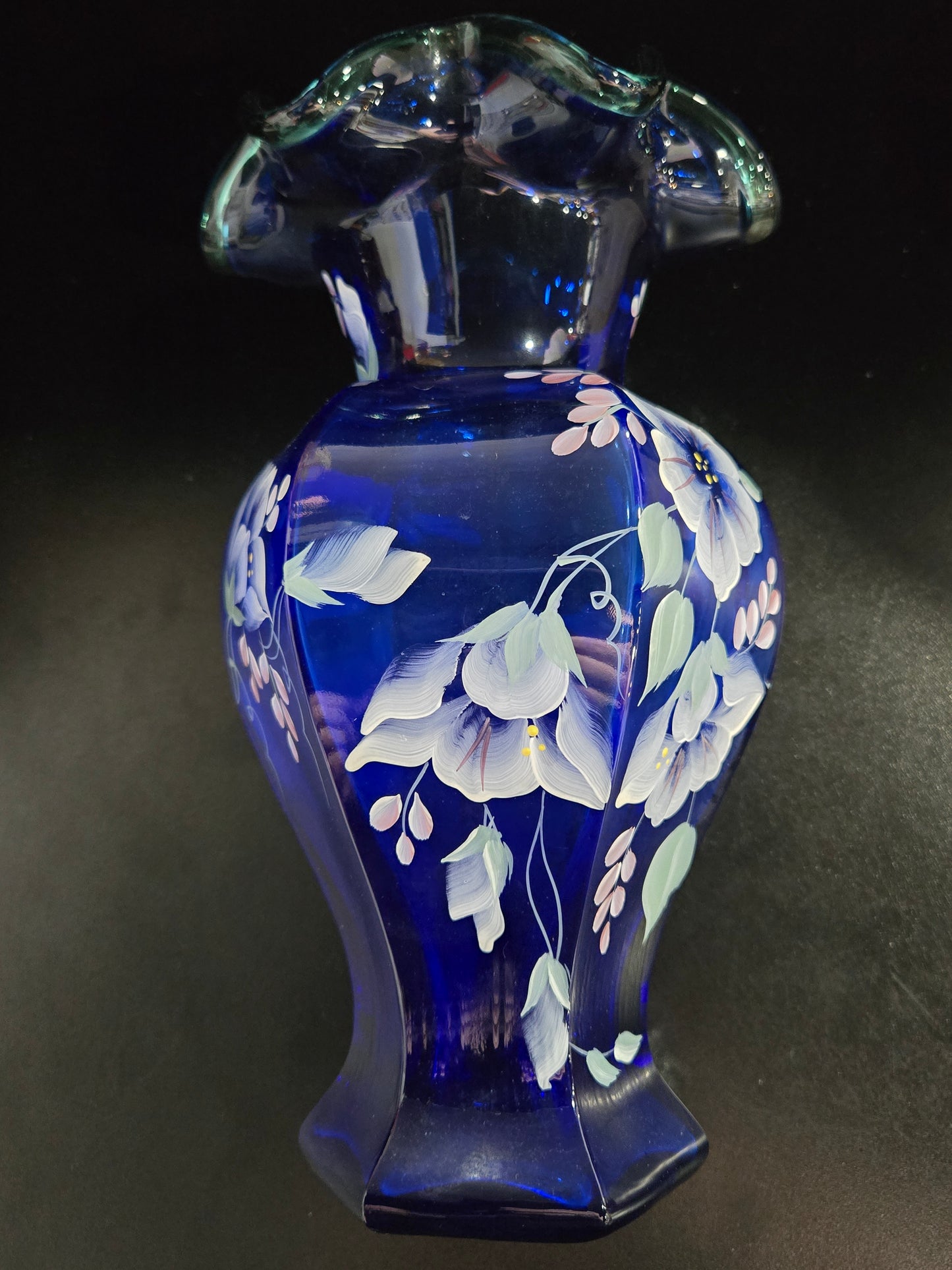Vintage Fenton 75th Anniversary Celebration Blue Vase