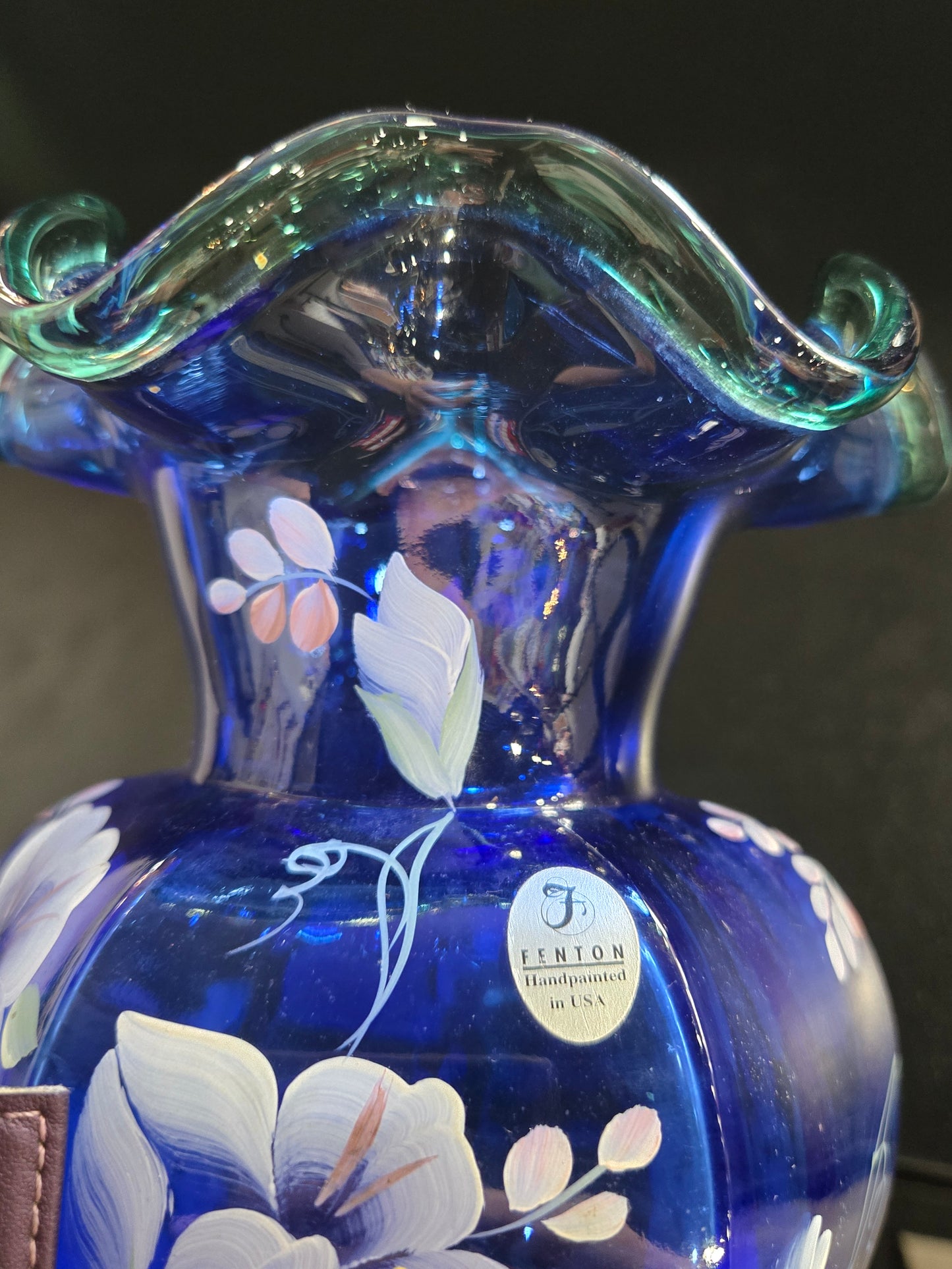 Vintage Fenton 75th Anniversary Celebration Blue Vase