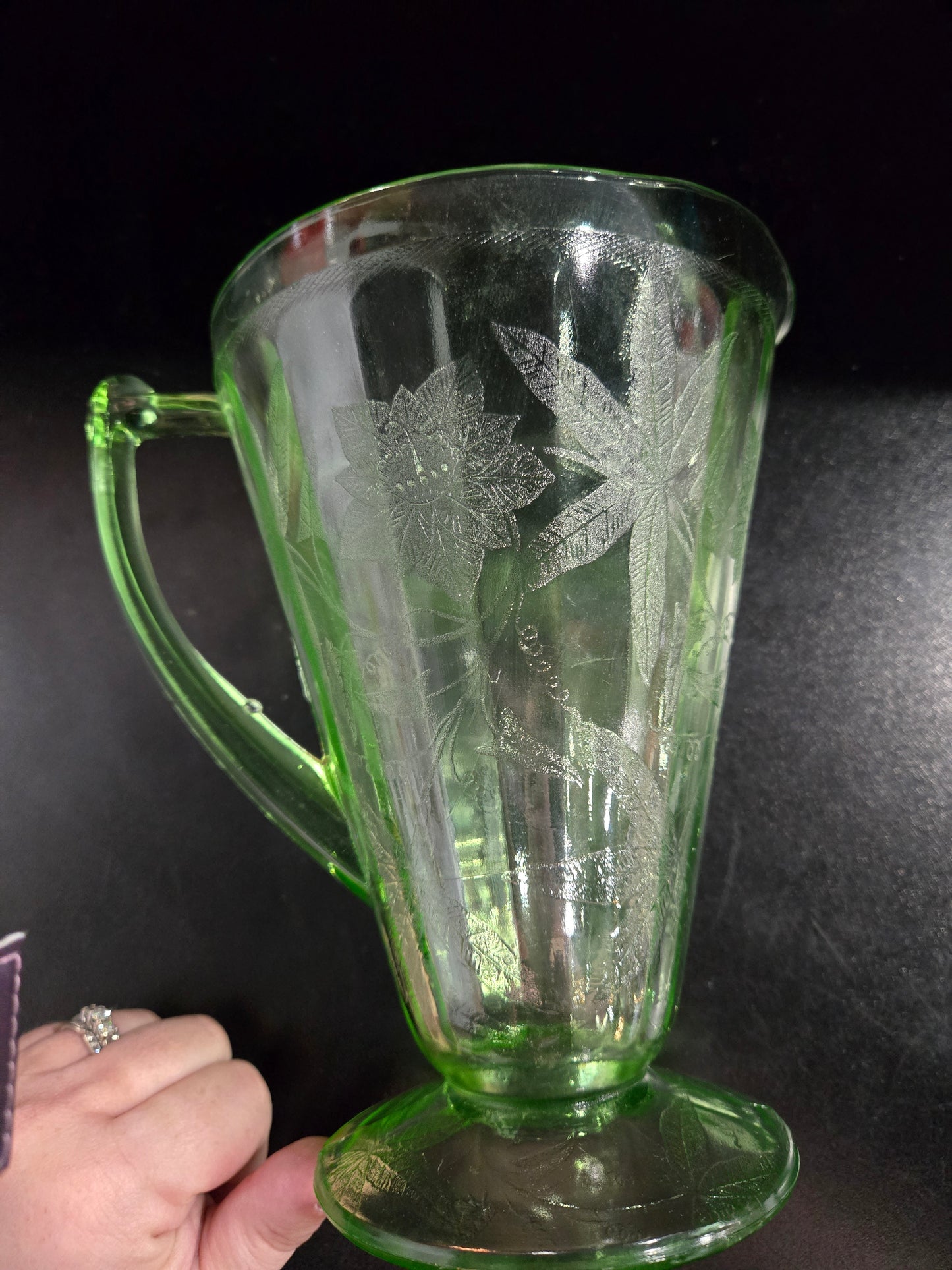 Jeanette glass Uranium glass Pitcher