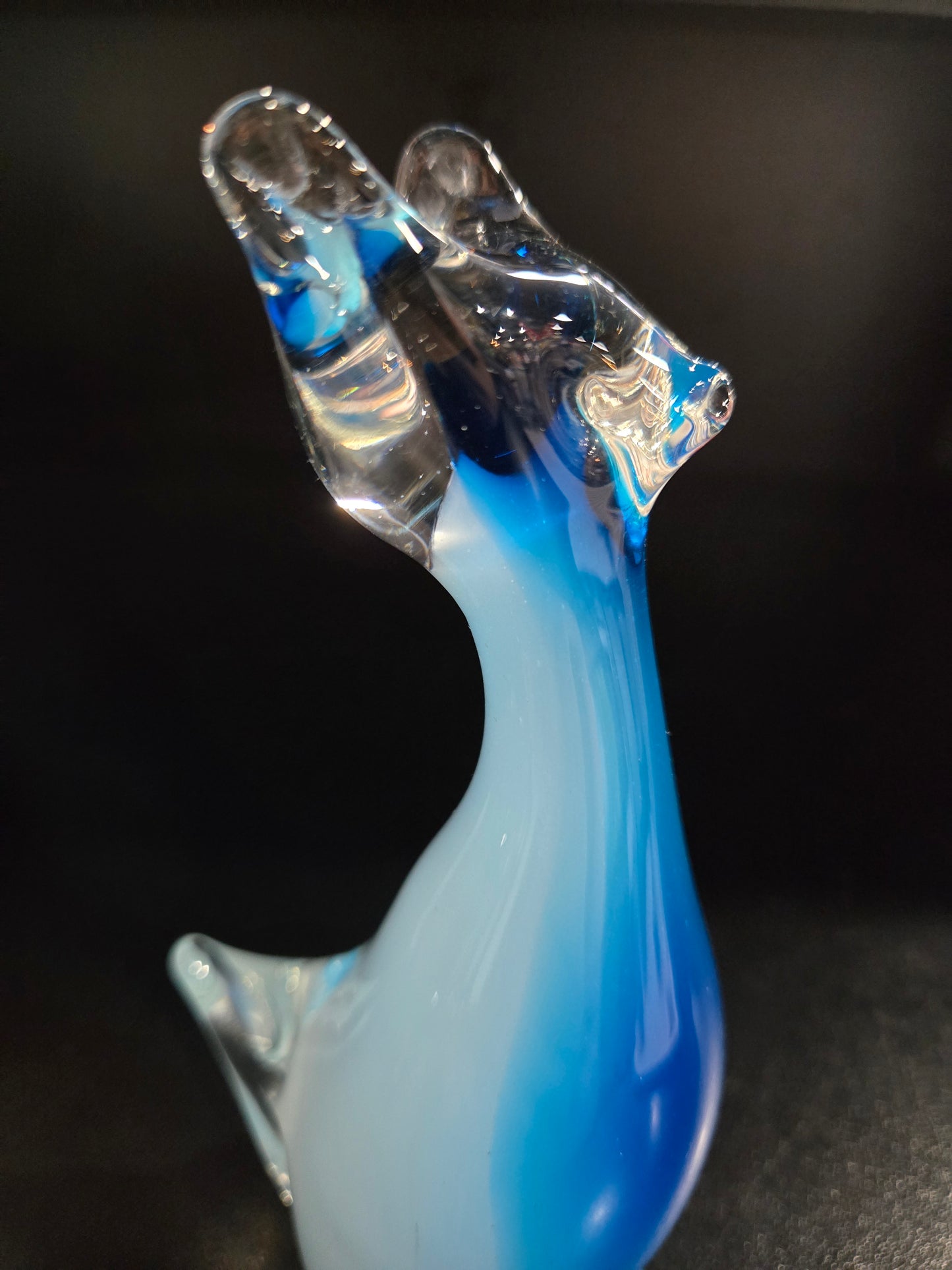 Vintage Blue & Clear Murano Cat figure