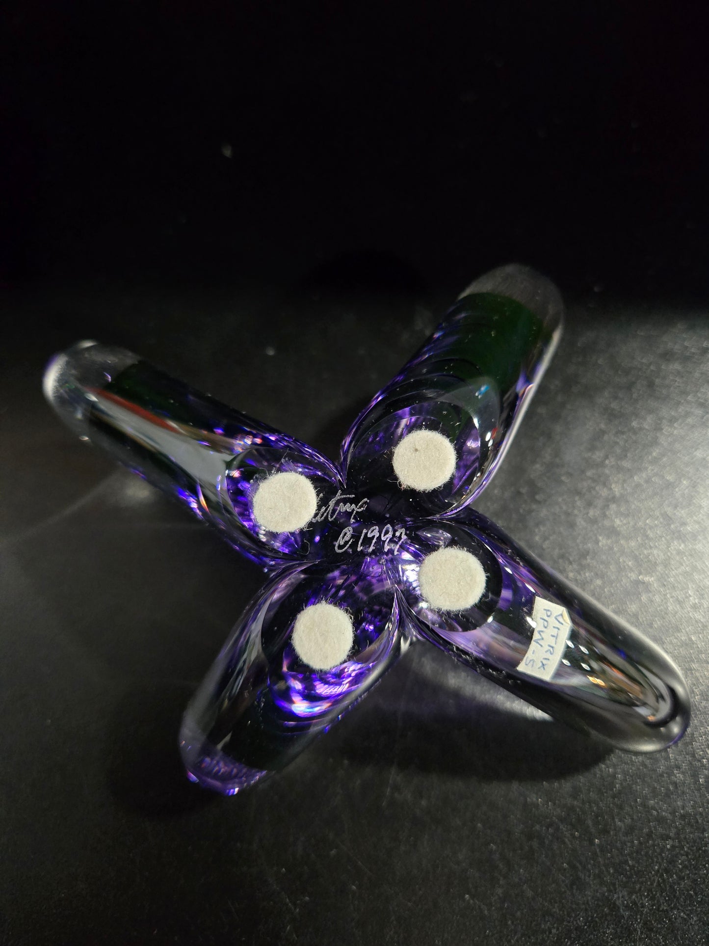 Vintage Vitrix purple butterfly paperweight