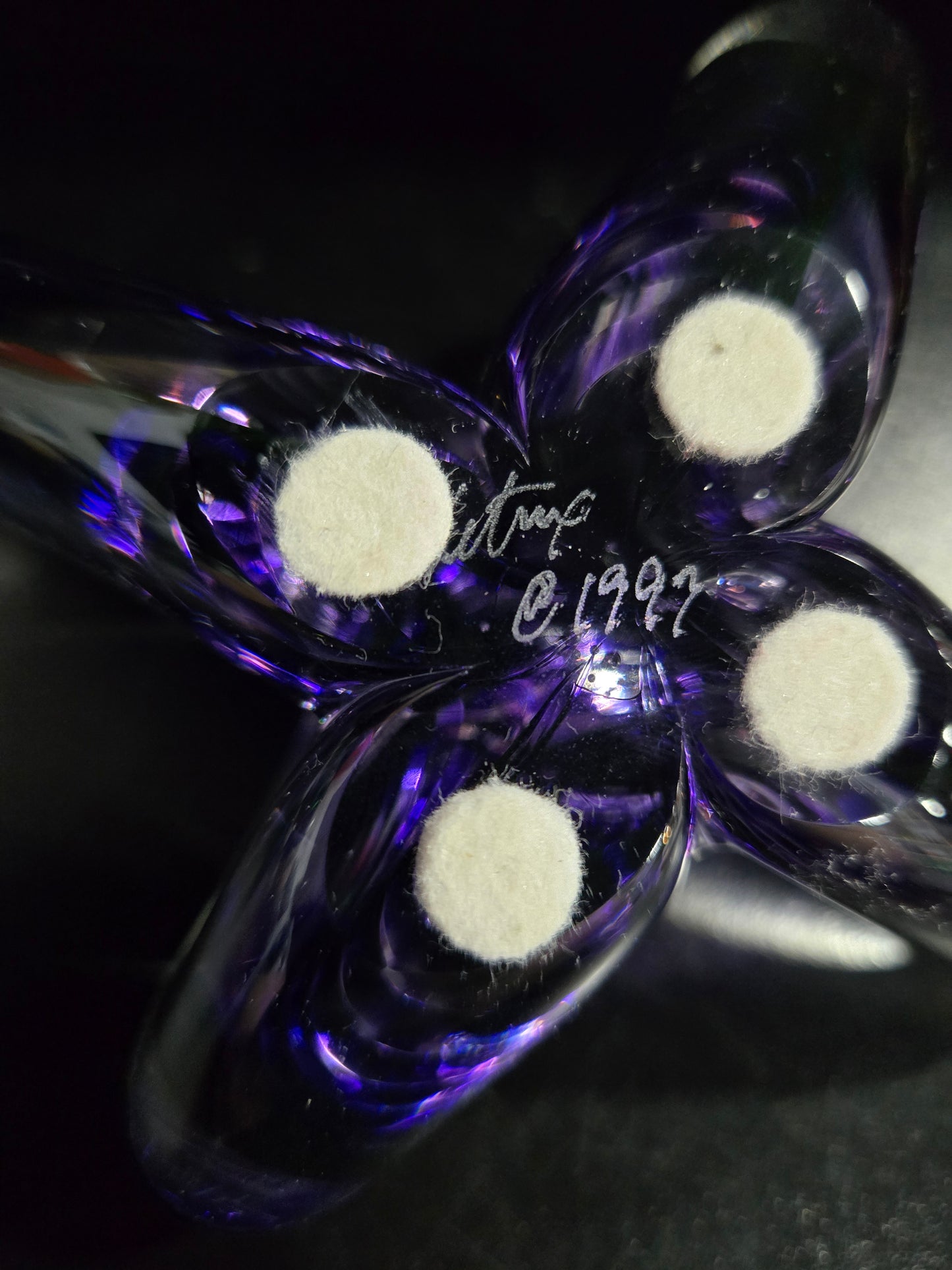 Vintage Vitrix purple butterfly paperweight
