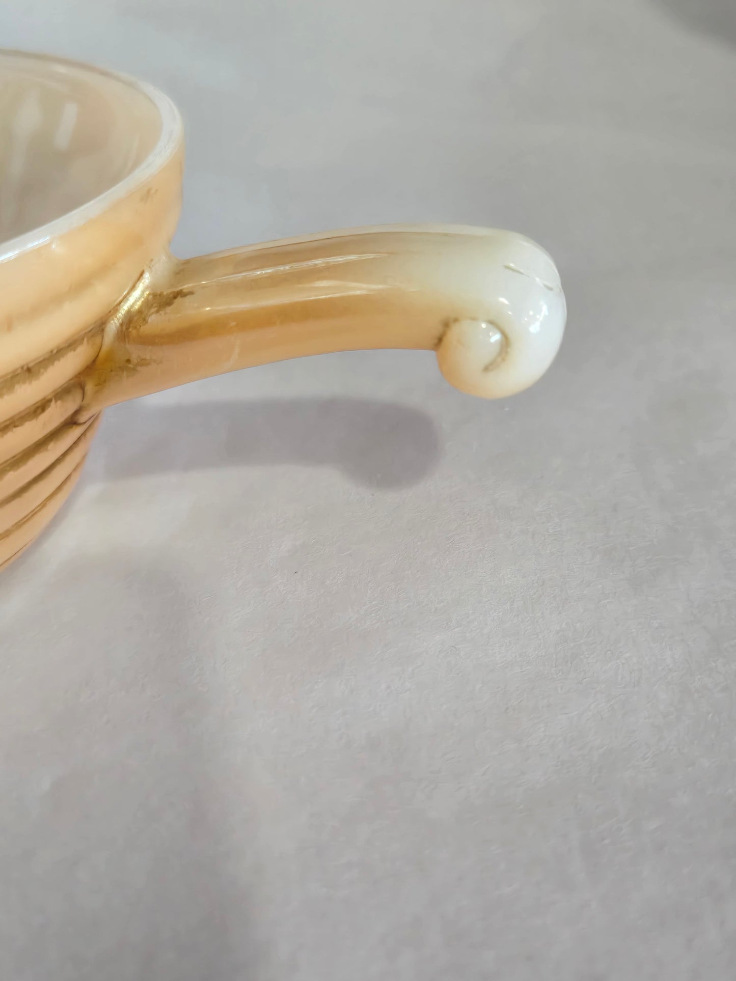 Vintage Fire King Peach Luster Beehive Handle Soup Bowl