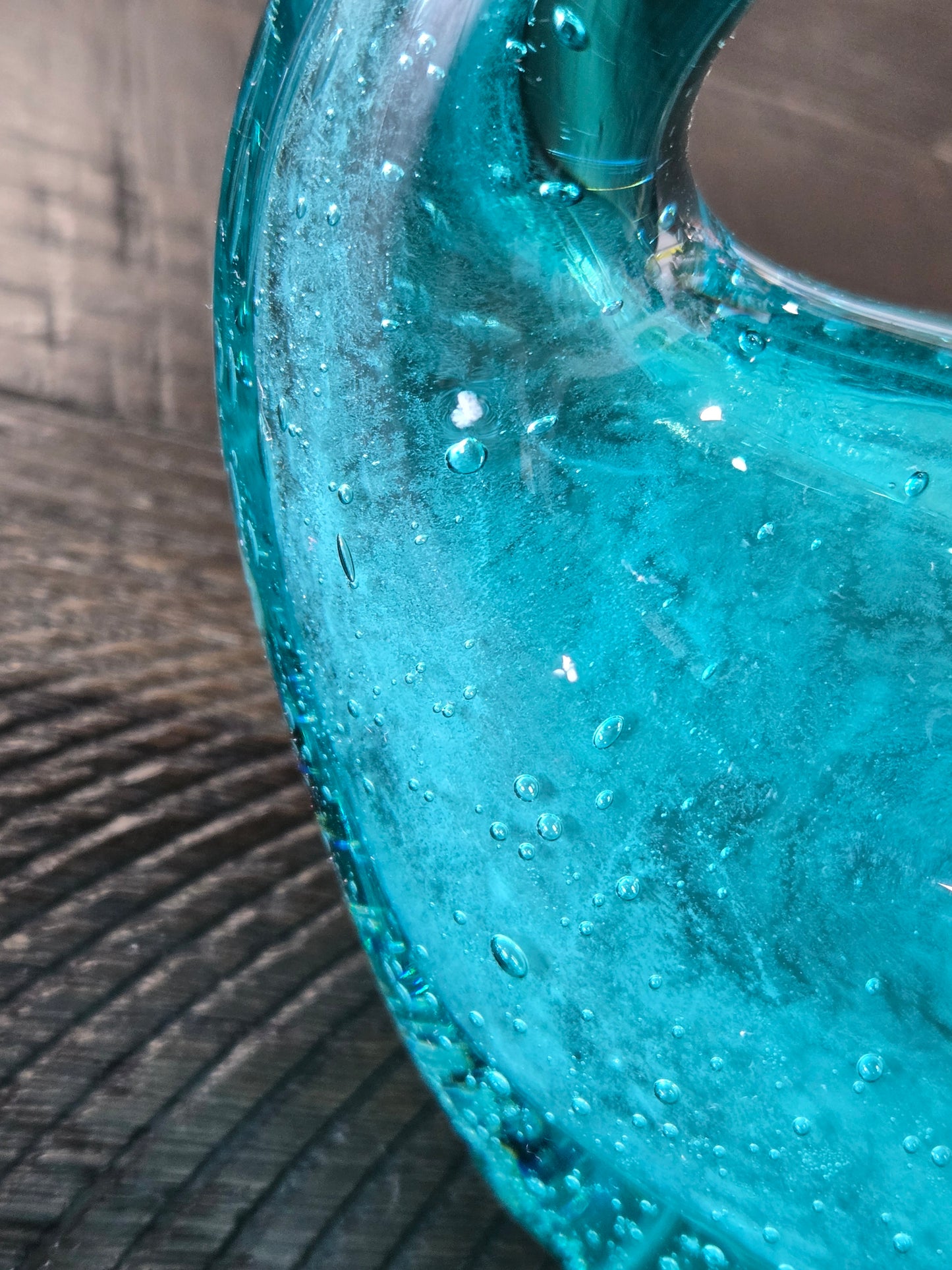 Mid Century Teal Blown Glass Swan