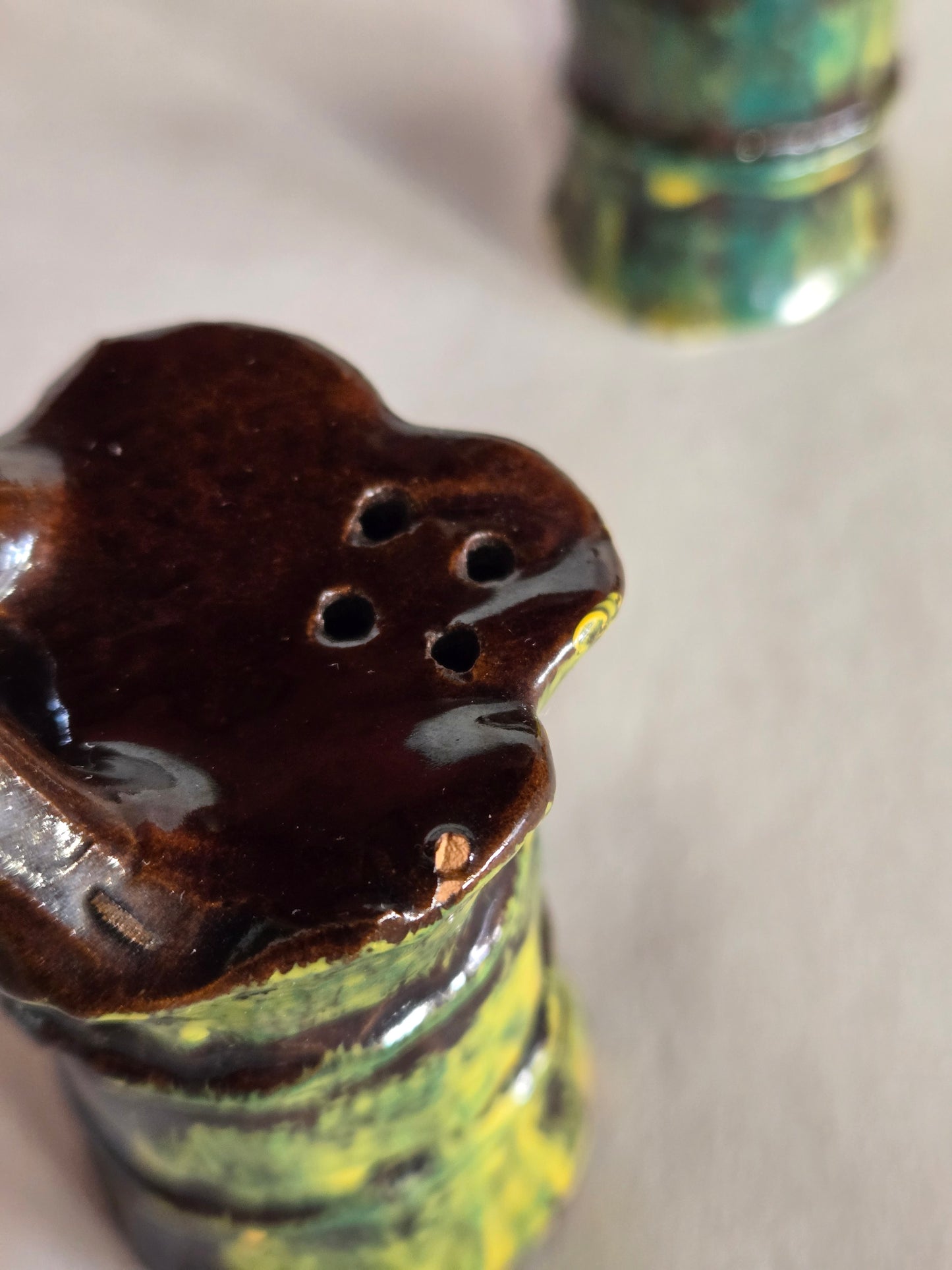 Vintage Ceramic Donkey Salt and Pepper 3pc Set