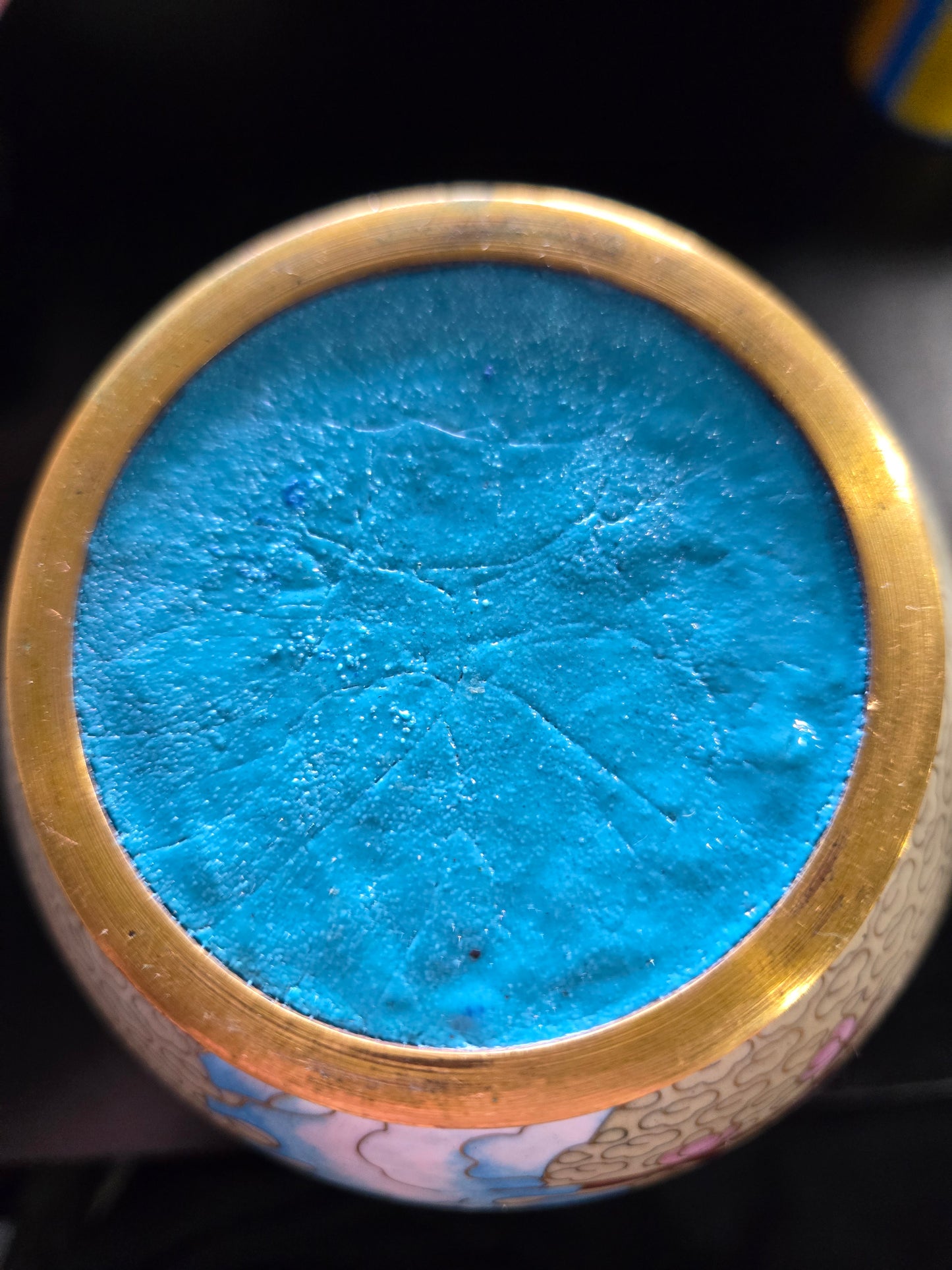 Vintage Chinese Cloisonne vase with floral & bird motifs