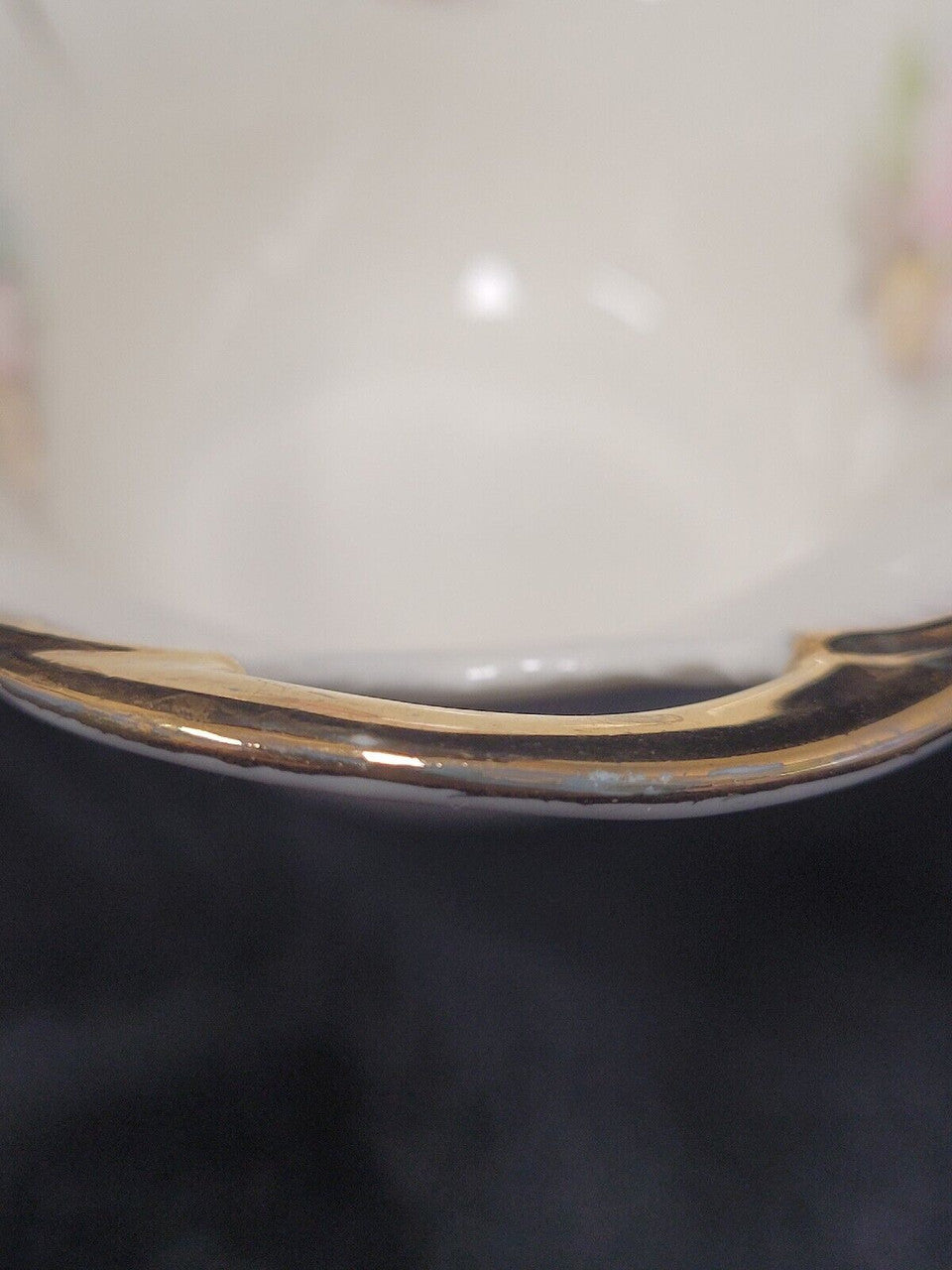 Fine Porcelain Bowl By JS Gold Trim Pink Roses