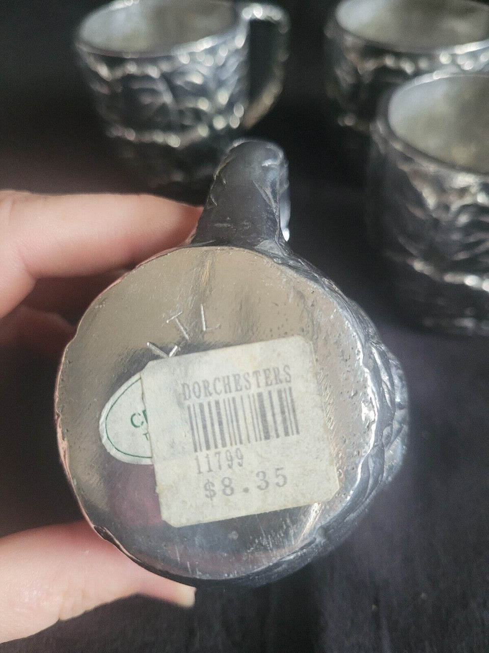 Set of 4 CBK LTD Pewter Bunny Tea Cups