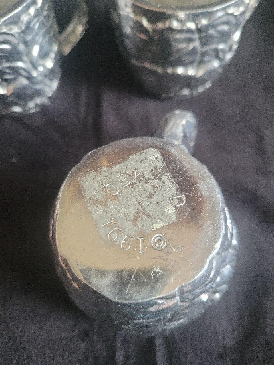 Set of 4 CBK LTD Pewter Bunny Tea Cups