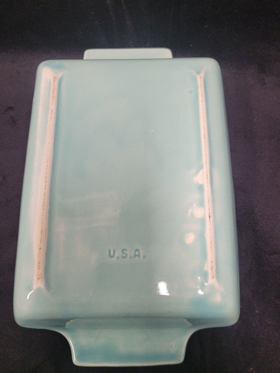 Vintage Teal Apple and Pear Dish